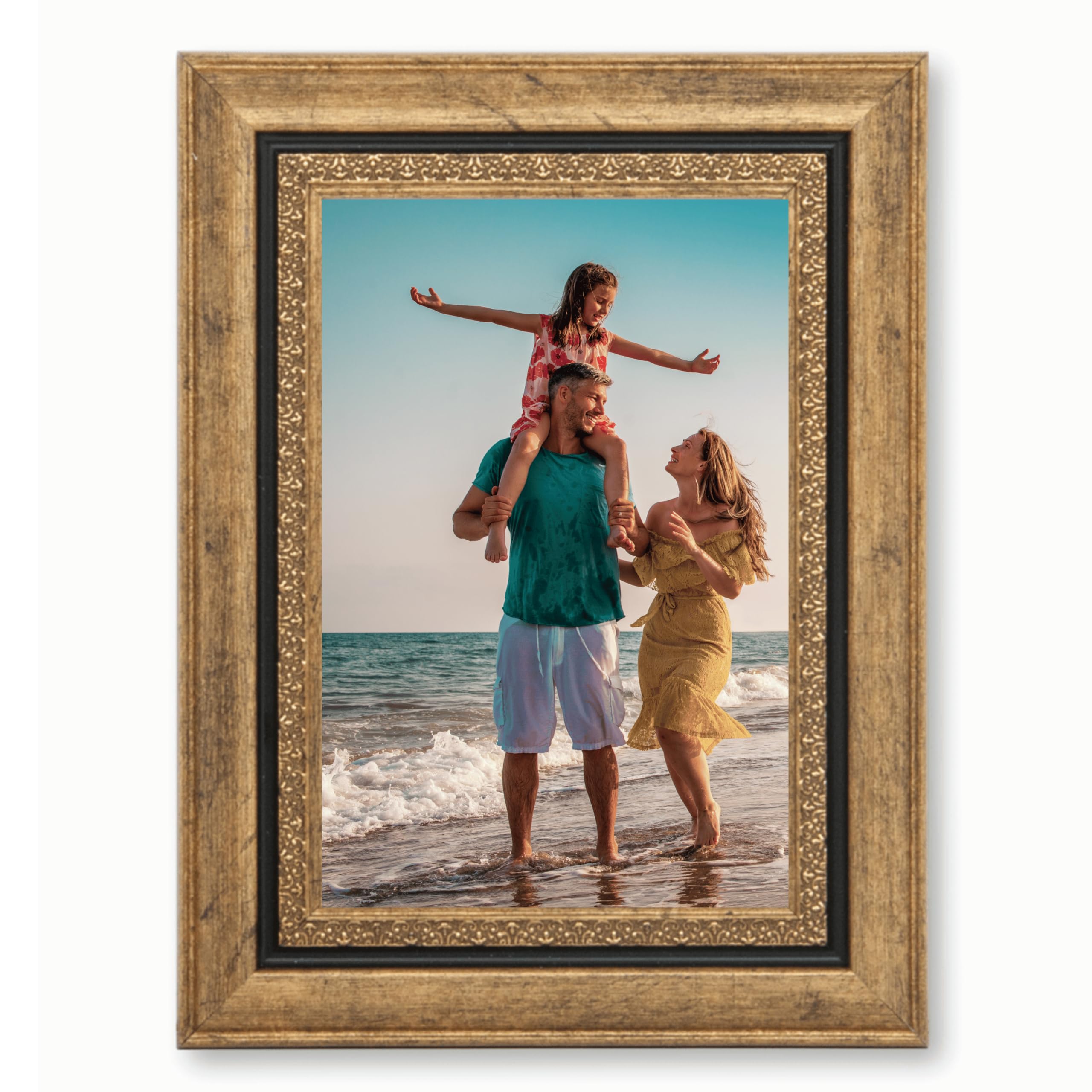 Victor Boho cadre photo or 10x15 cm effet bois