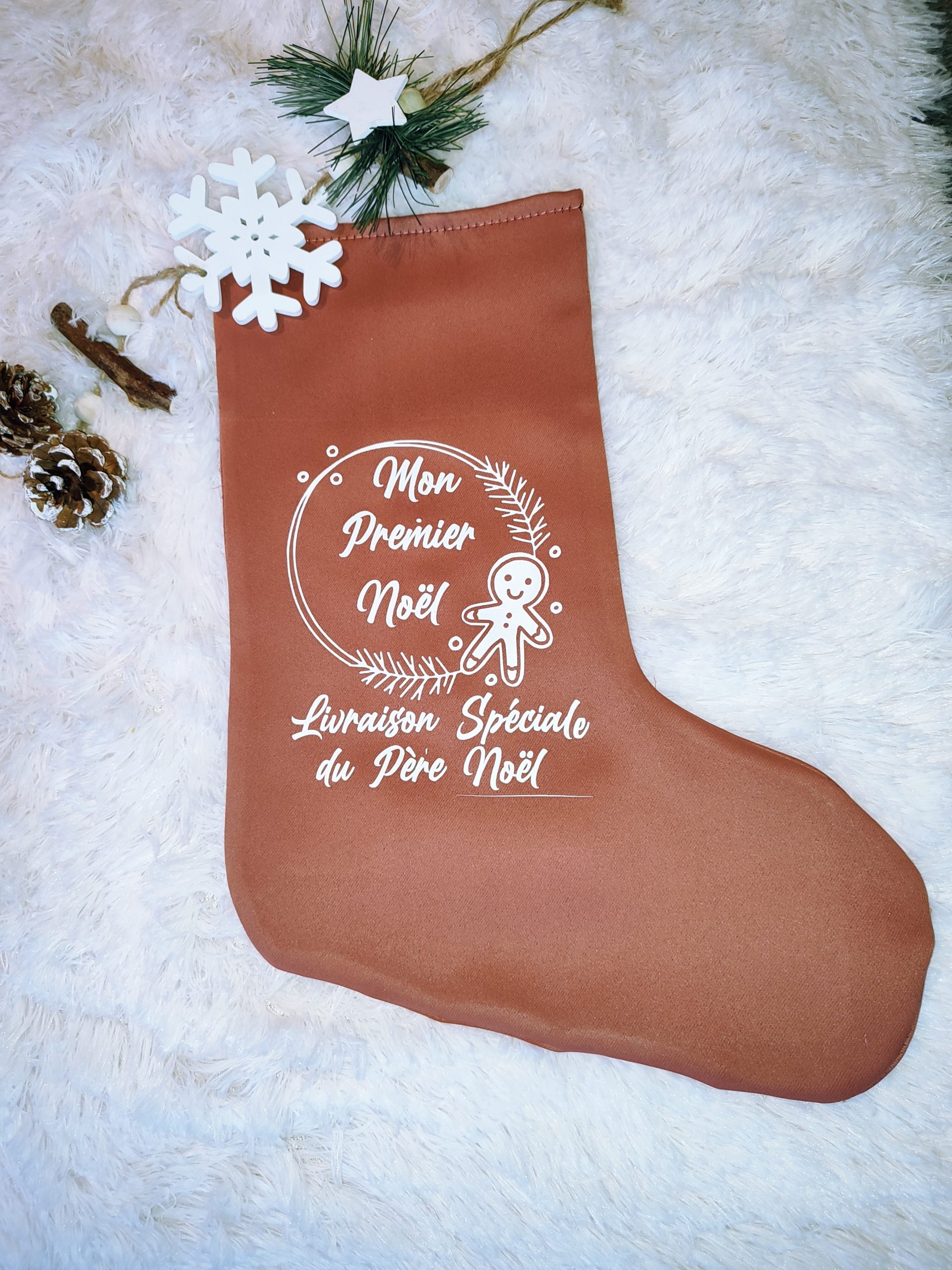 Creat’Angel chaussette de Noël personnalisée flocage 37 cm