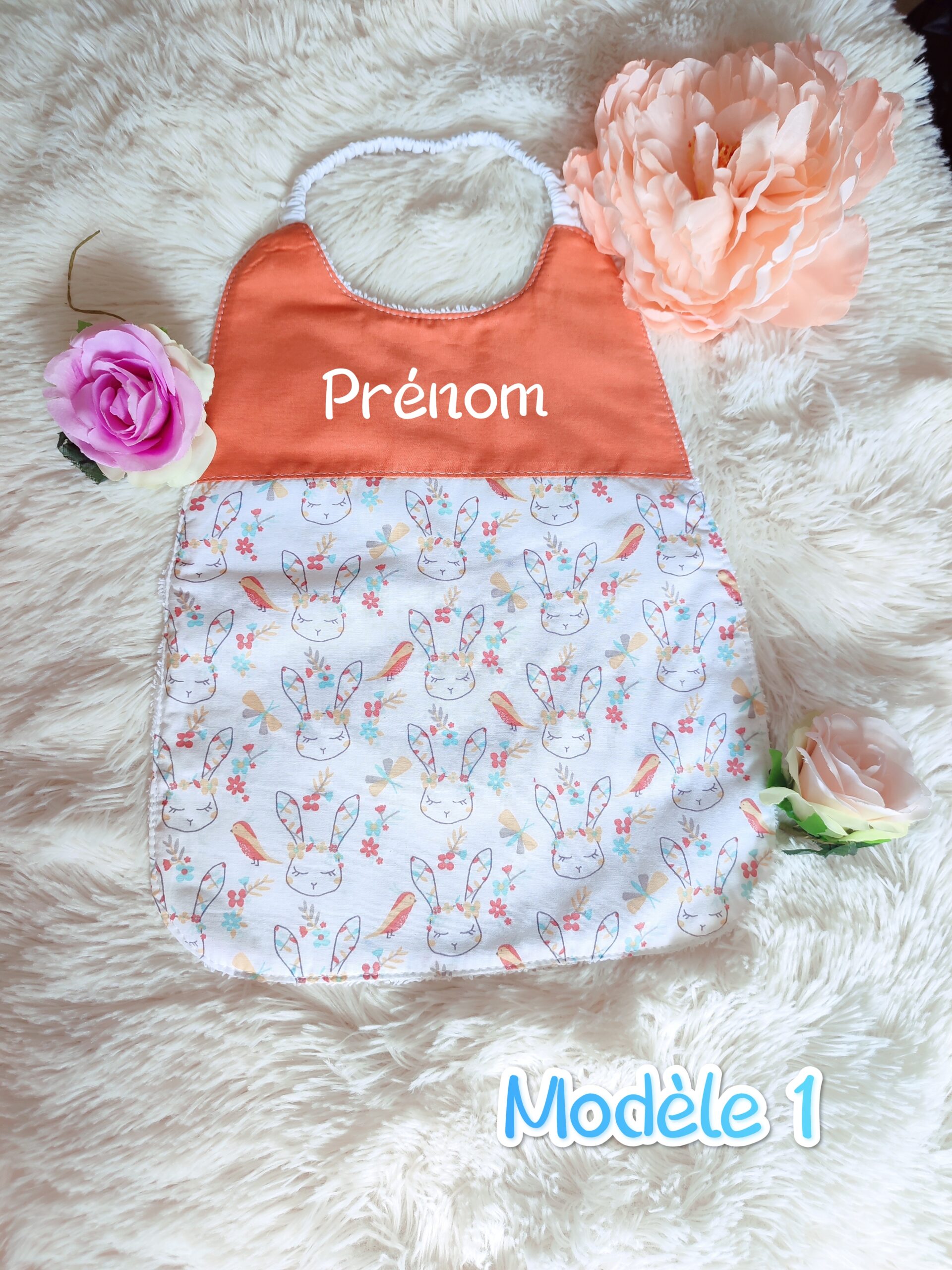 Creat'Angel Serviette Cantine Enfant Élastique Coton Prénom