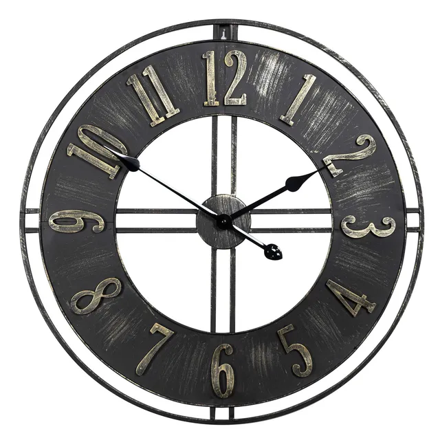 Ceanothe Urbaine horloge 60 cm noir métal contemporaine