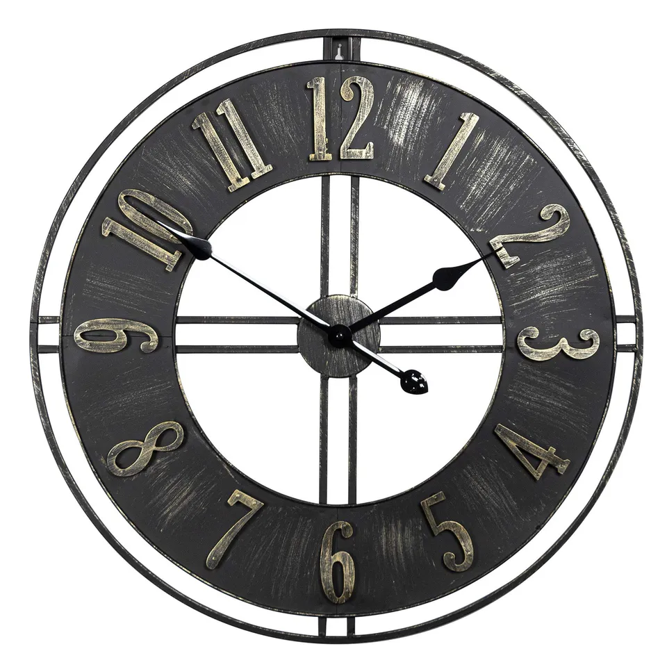 Ceanothe Urbaine horloge 60 cm noir métal contemporaine