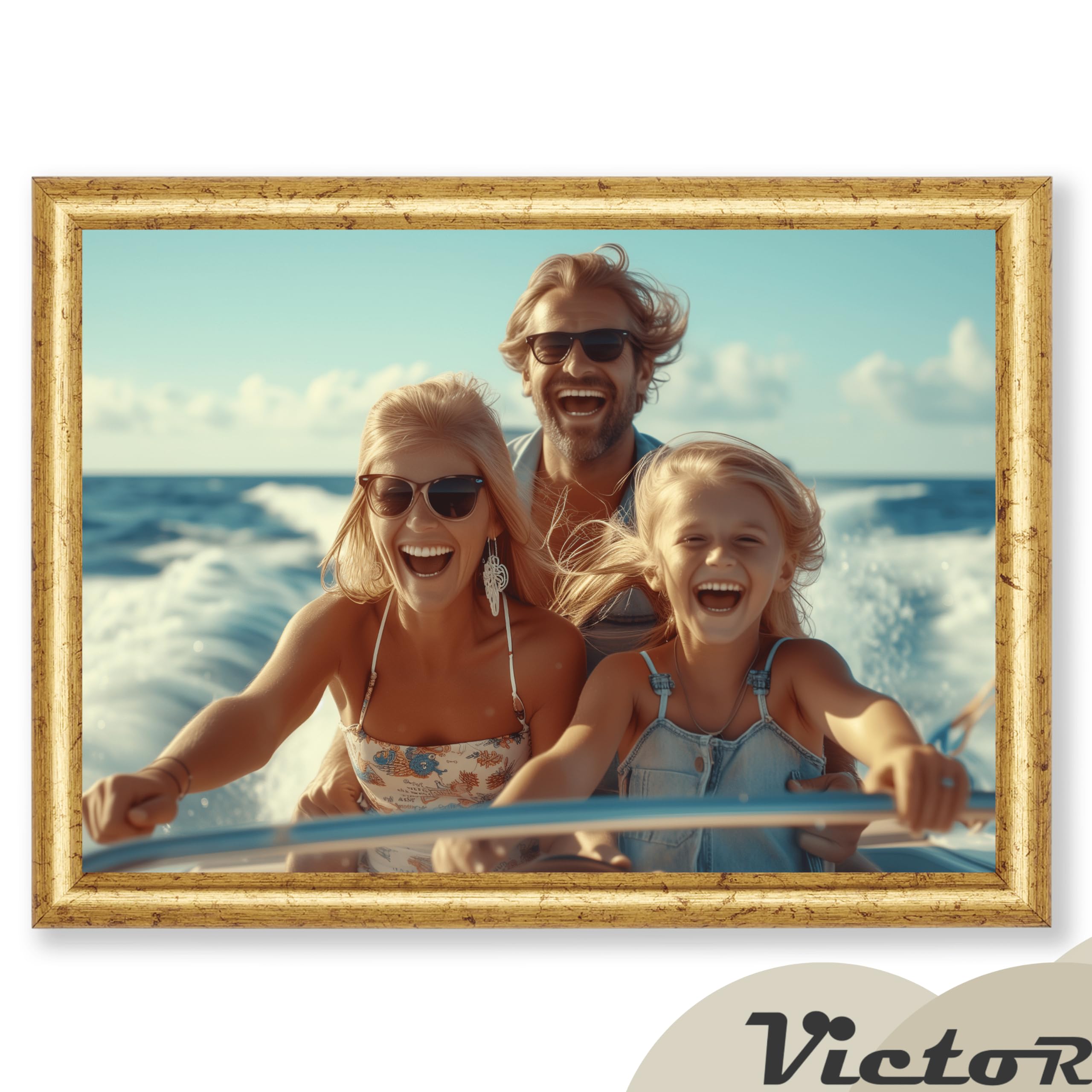 Victor David cadre photo or 15x21 cm art déco