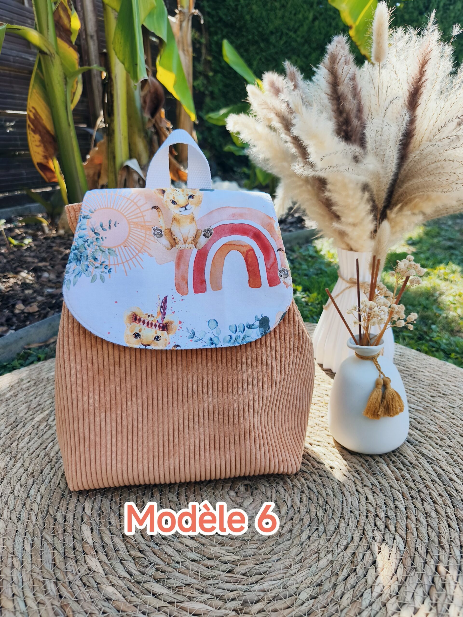 Creat’Angel Sac à dos velours côtelé personnalisé 29x30 cm
