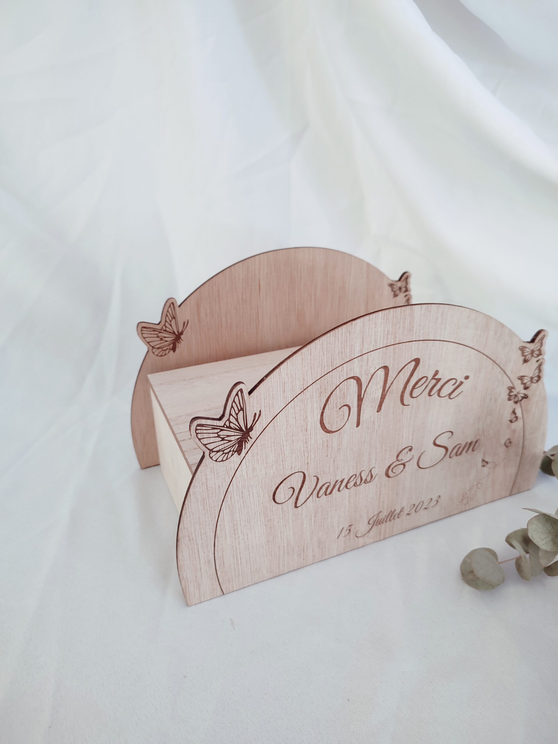 Creat’Angel Urne bois hêtre mariage 31x20x16 cm gravée