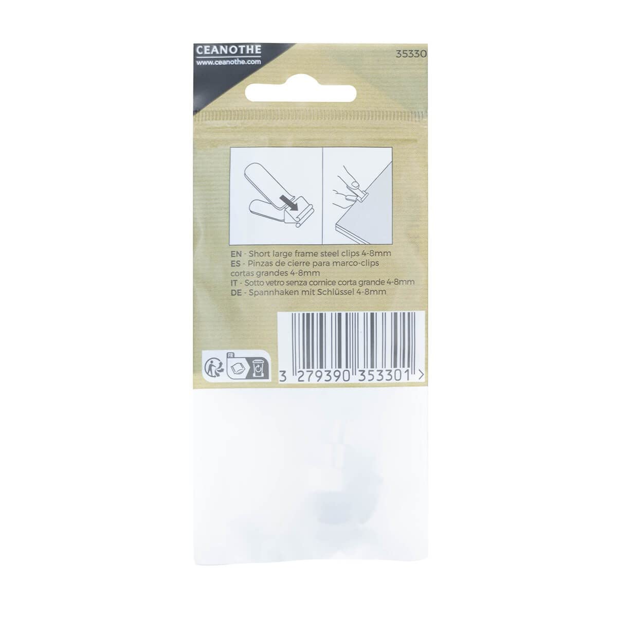 Ceanothe pinces sous-verre acier 7 mm lot de 6
