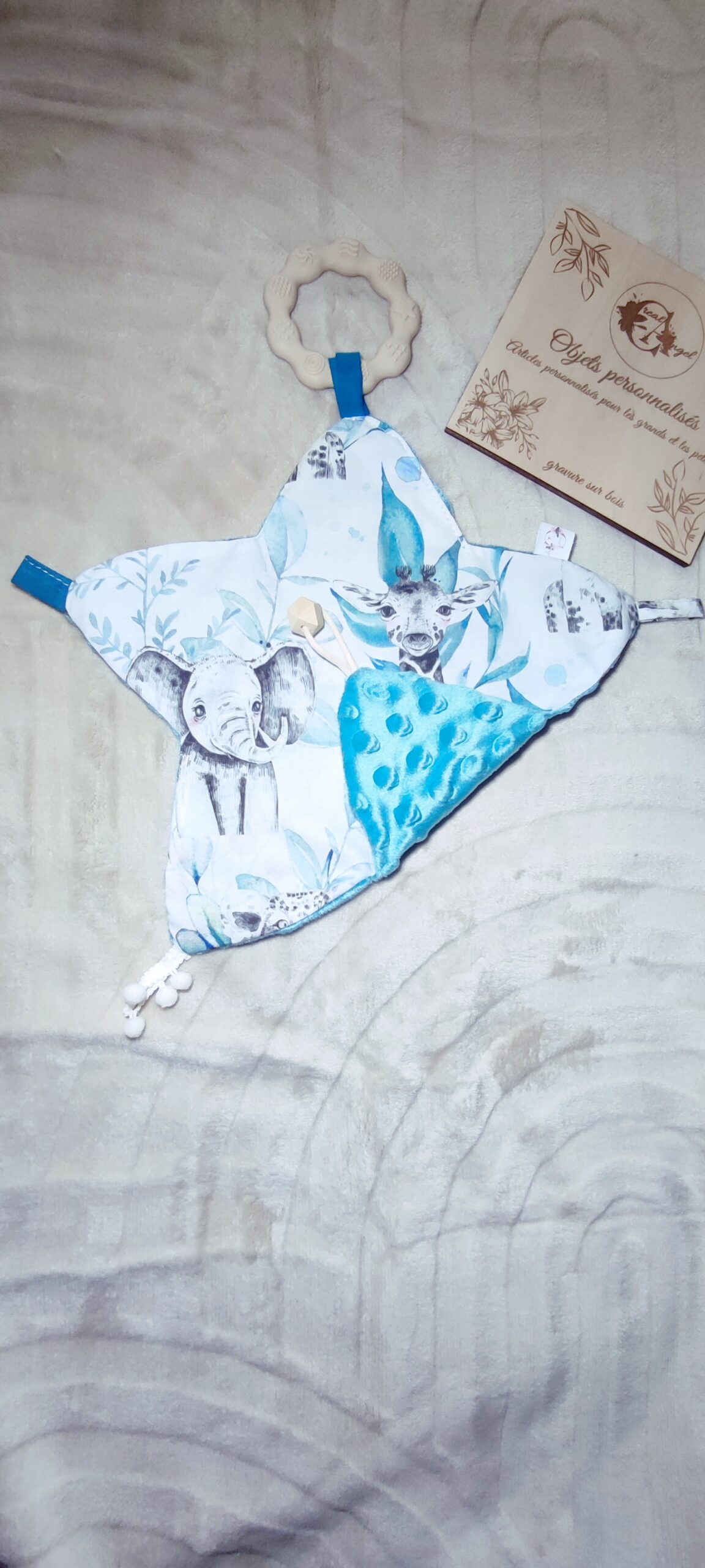 Creat'Angel Doudou Étoile Bébé Anneau Dentition Silicone