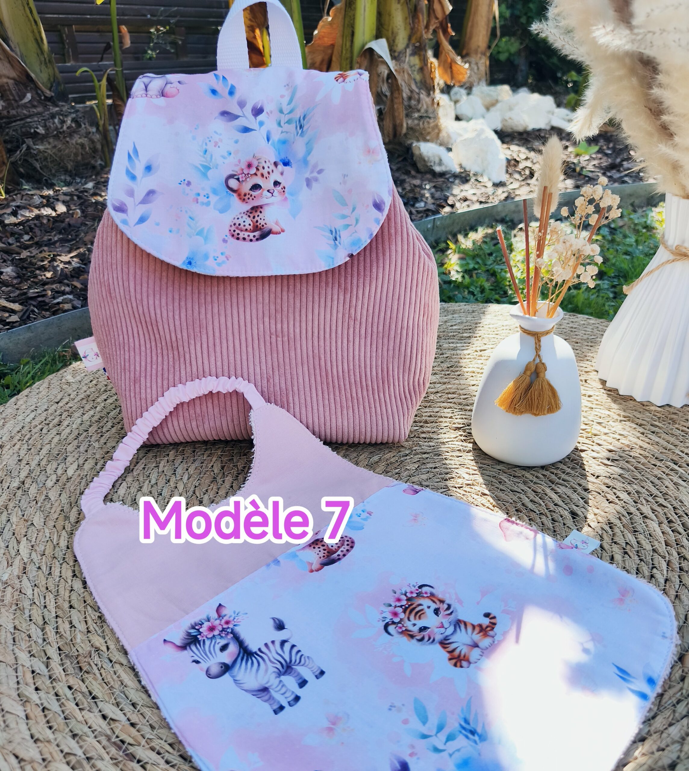 Creat’Angel Sac à dos velours côtelé personnalisé 29x30 cm