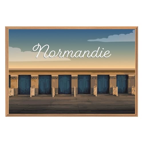 Ceanothe Cabines Normandie tableau encadré 65x97 cm mat