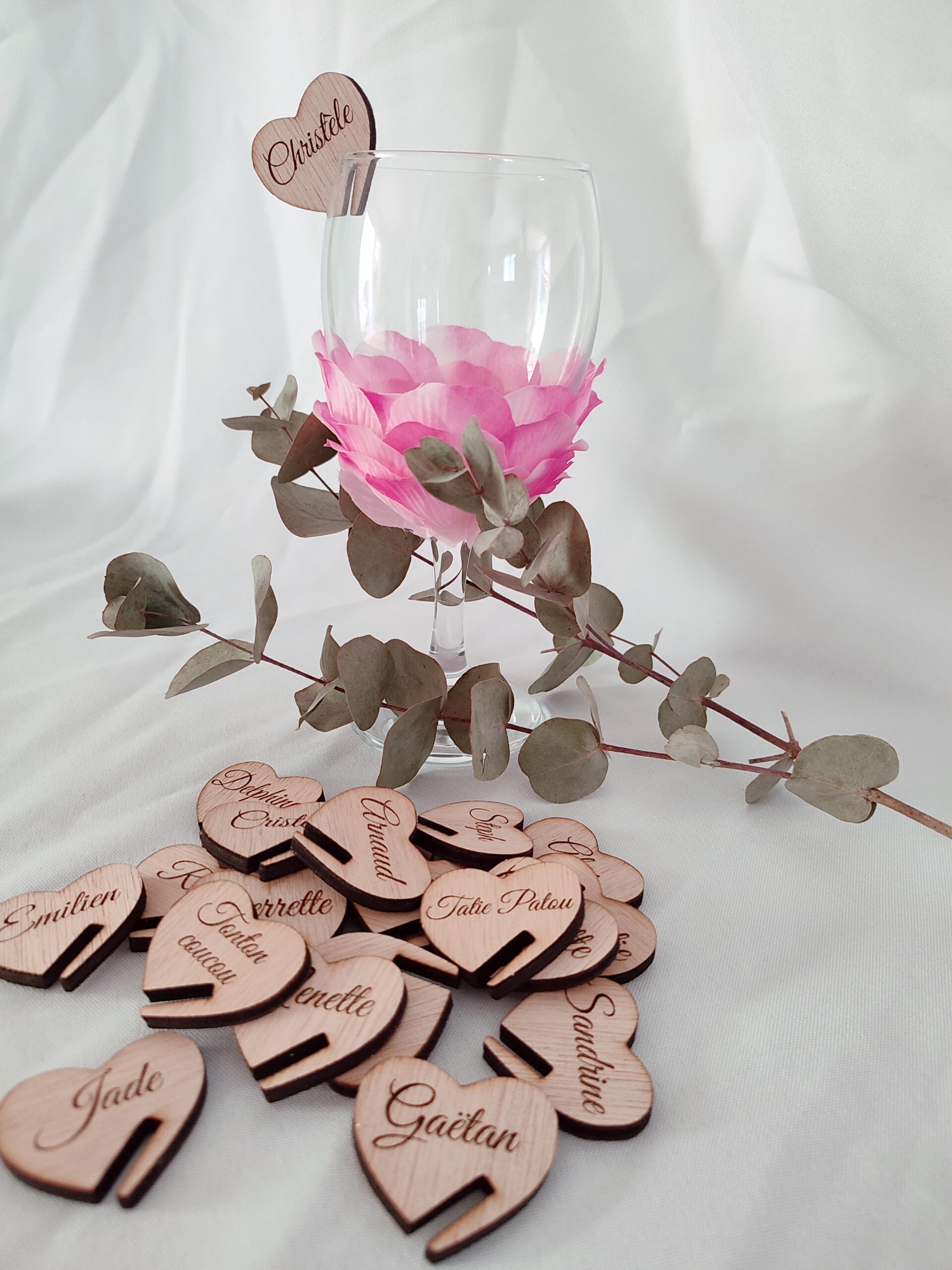 Creat’Angel marque-place coeur peuplier 4 cm mariage