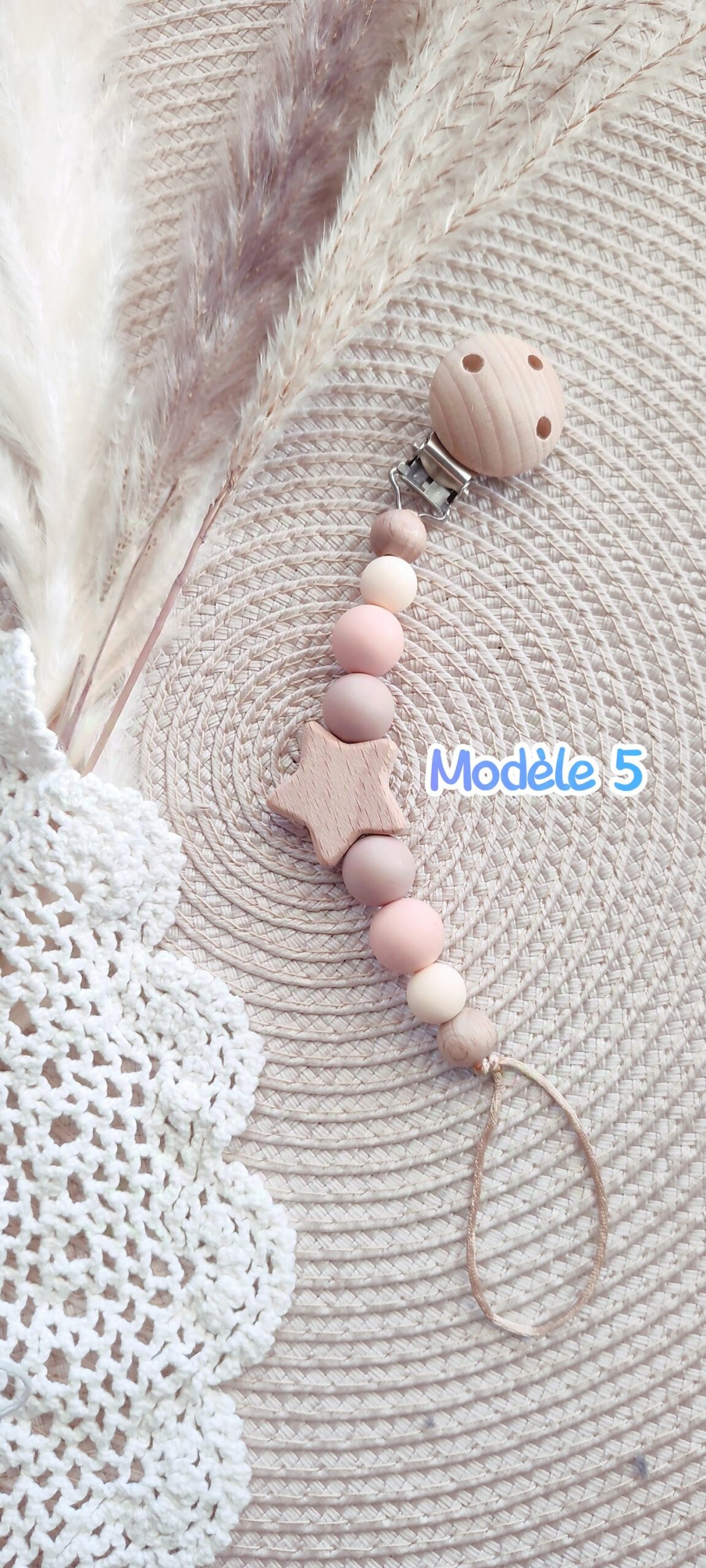 Creat’Angel Attache Sucette Étoile Bois Personnalisée 25cm