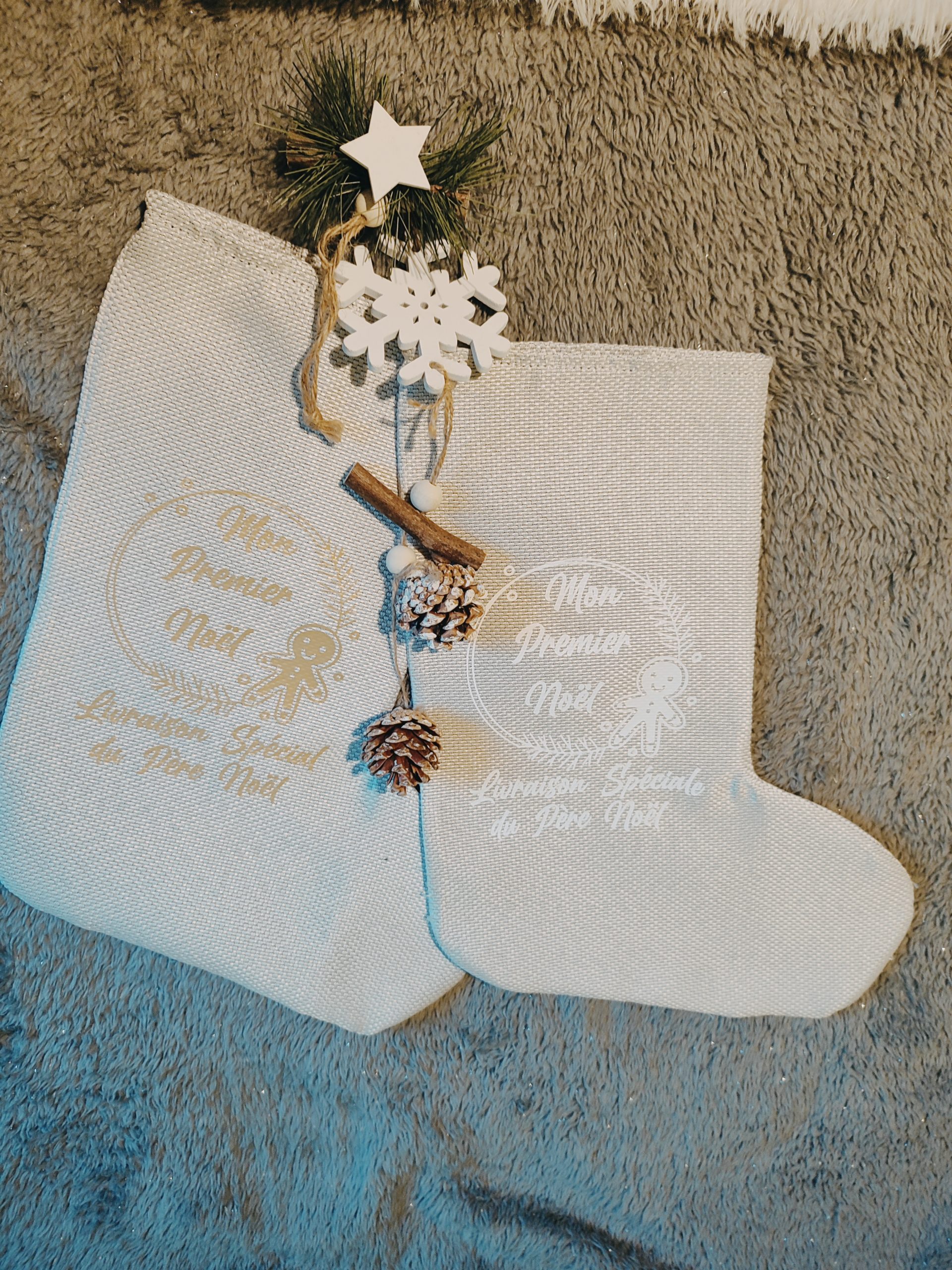 Creat’Angel chaussette de Noël personnalisée flocage 37 cm