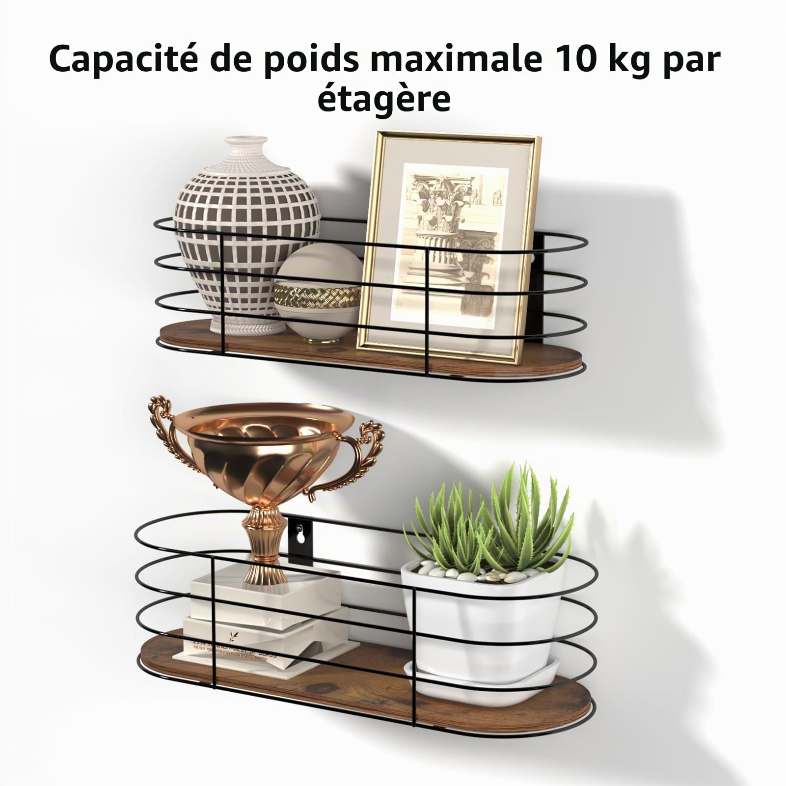 EYMPEU ovale étagère murale lot 5 noir 41 cm