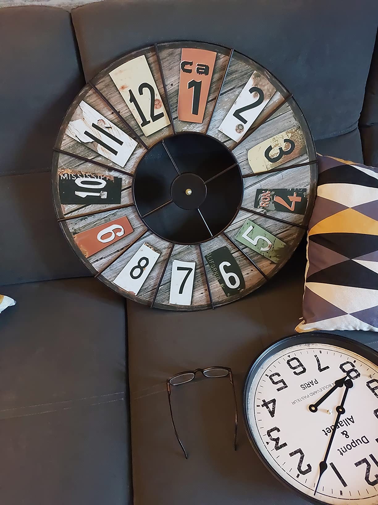 Ceanothe Emotion horloge murale 60 cm métal noir silencieuse