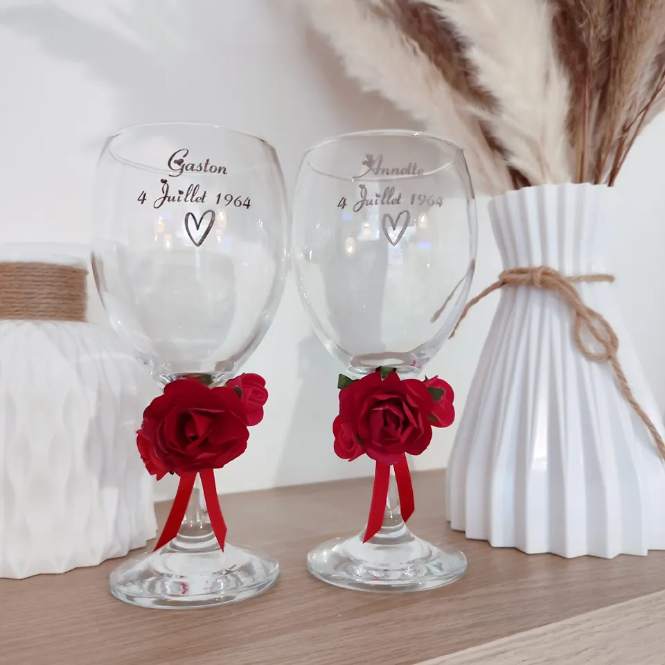 Creat’Angel Verres mariage personnalisés 37 cl lot 2