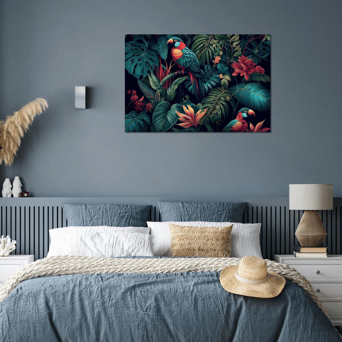 Ceanothe perroquets tableau verre synthétique 65x97 cm brillant