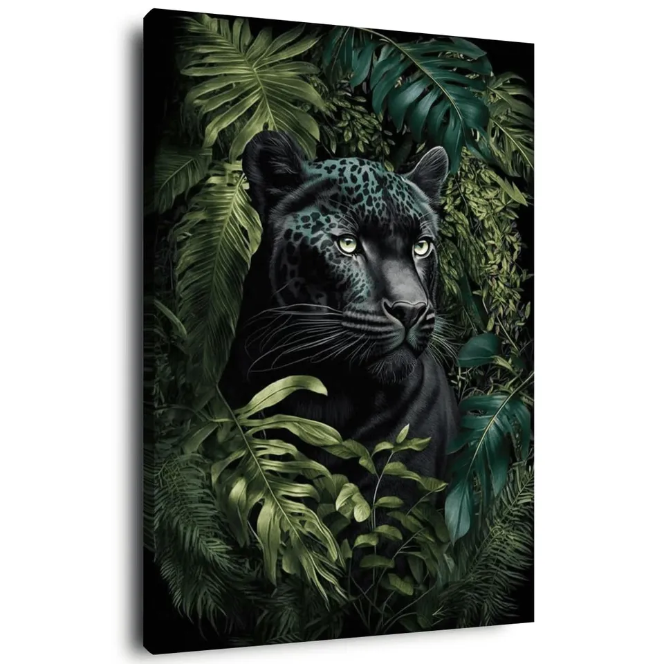 Ceanothe tableau toile panthère noire 45x65 cm salon