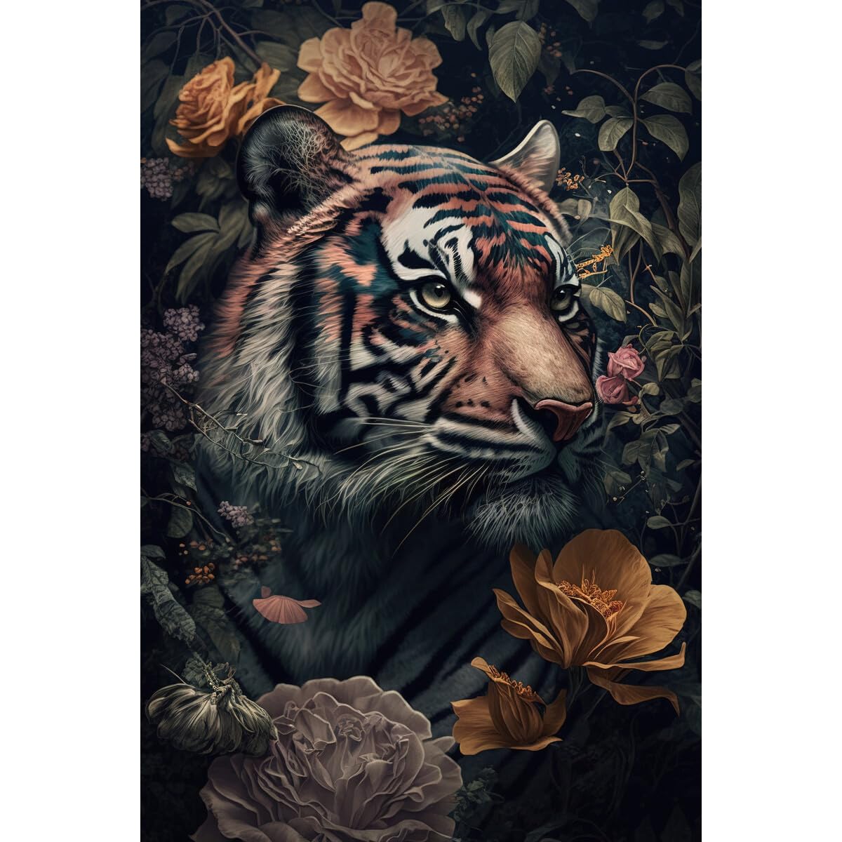 Ceanothe tigre dans la jungle tableau toile 30x45 cm mat