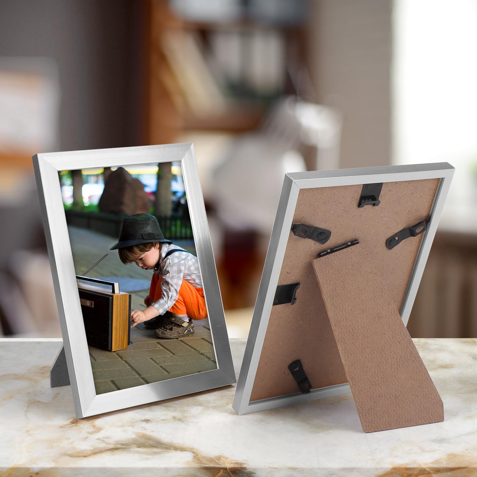 EYMPEU lot 18 cadres photo 10x15 cm argenté PVC mur