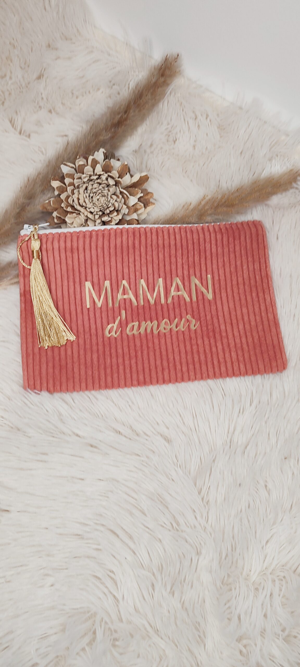 Creat’Angel pochette Maman d’amour velours zippée
