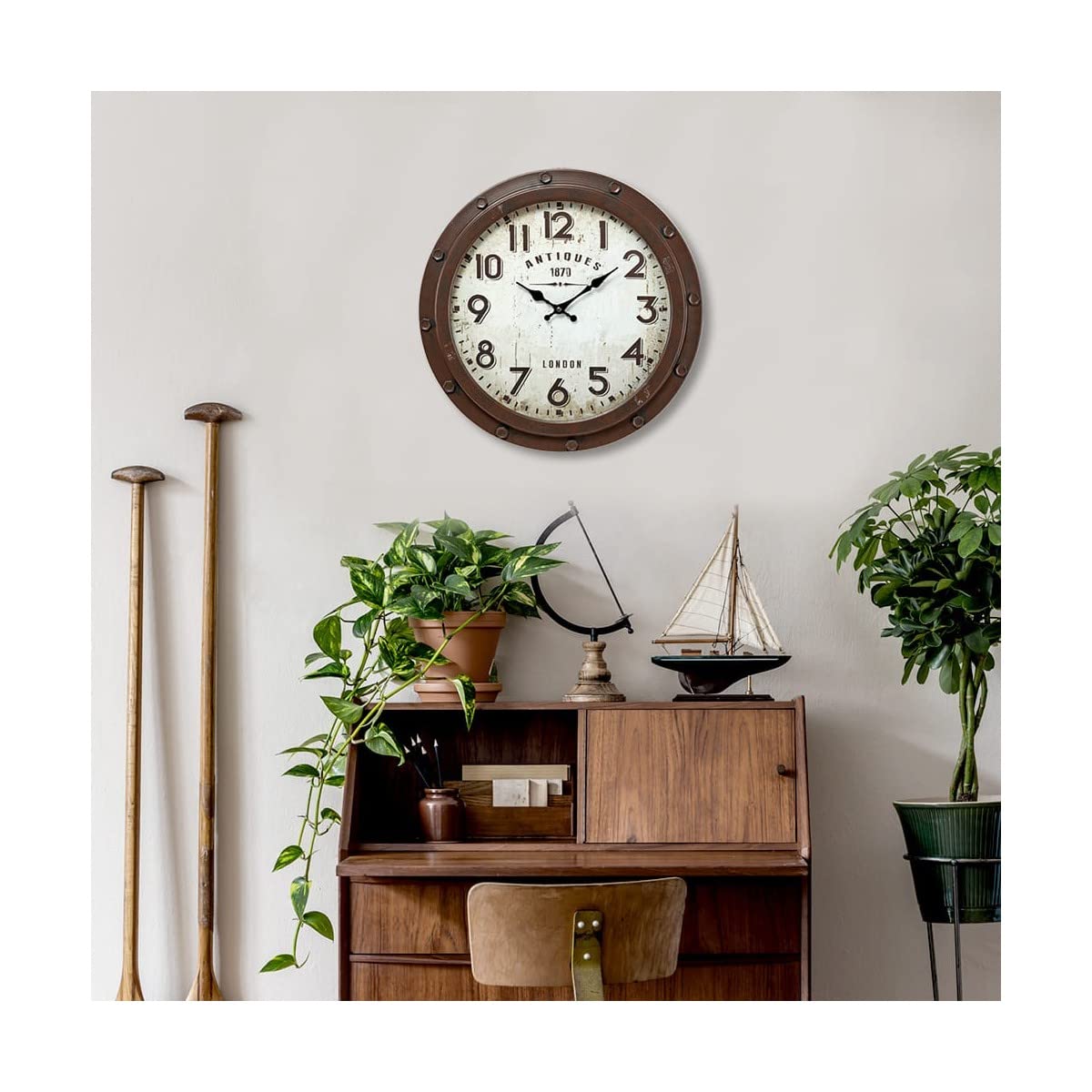 Ceanothe Emotion horloge murale 47cm marron silencieuse