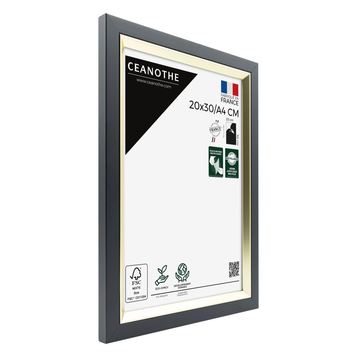 Ceanothe Actual 20x30 cm cadre photo A4 noir et doré