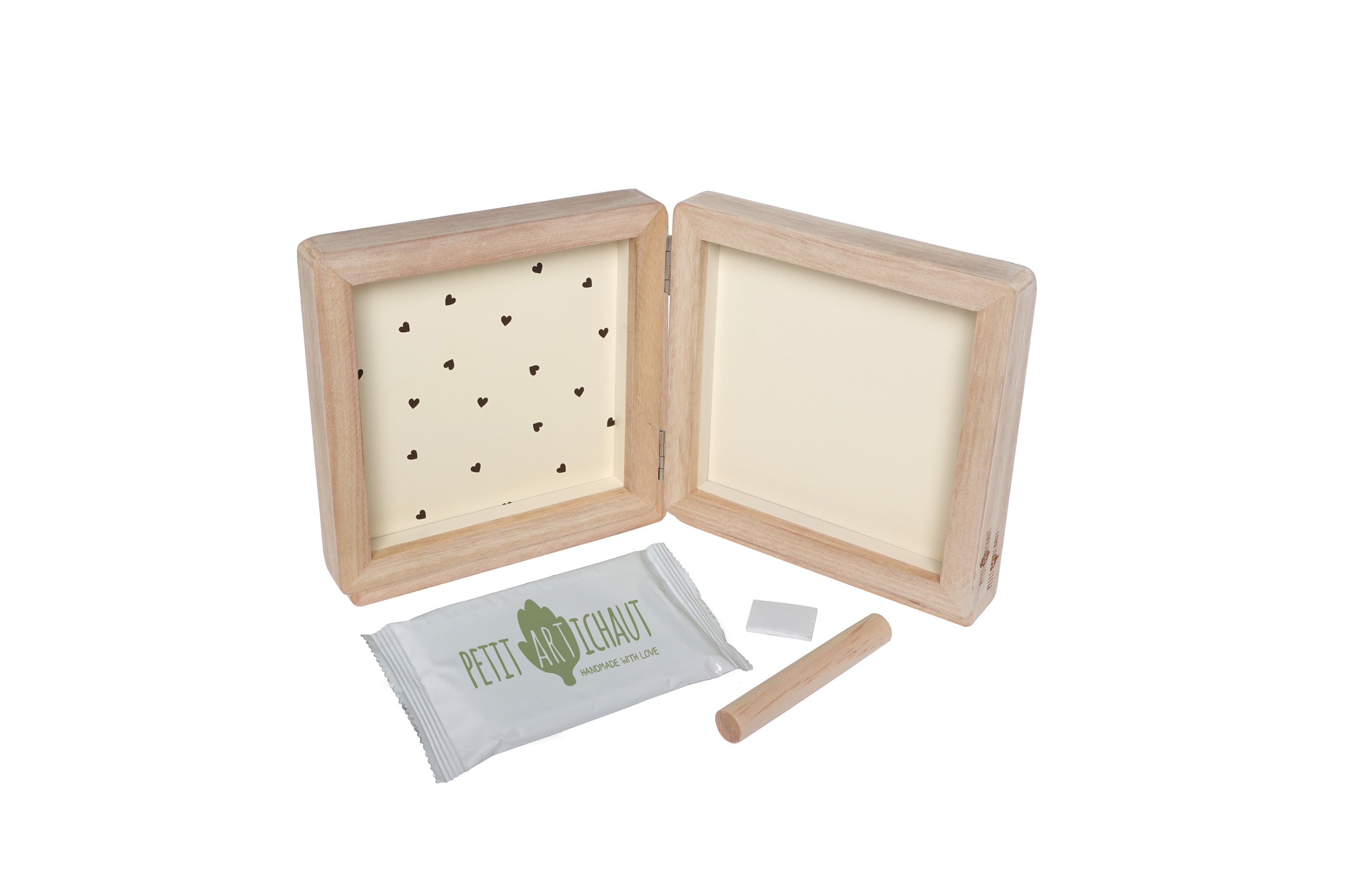Petit Artichaut Double Frame Pretty Hearts cadre empreinte beige