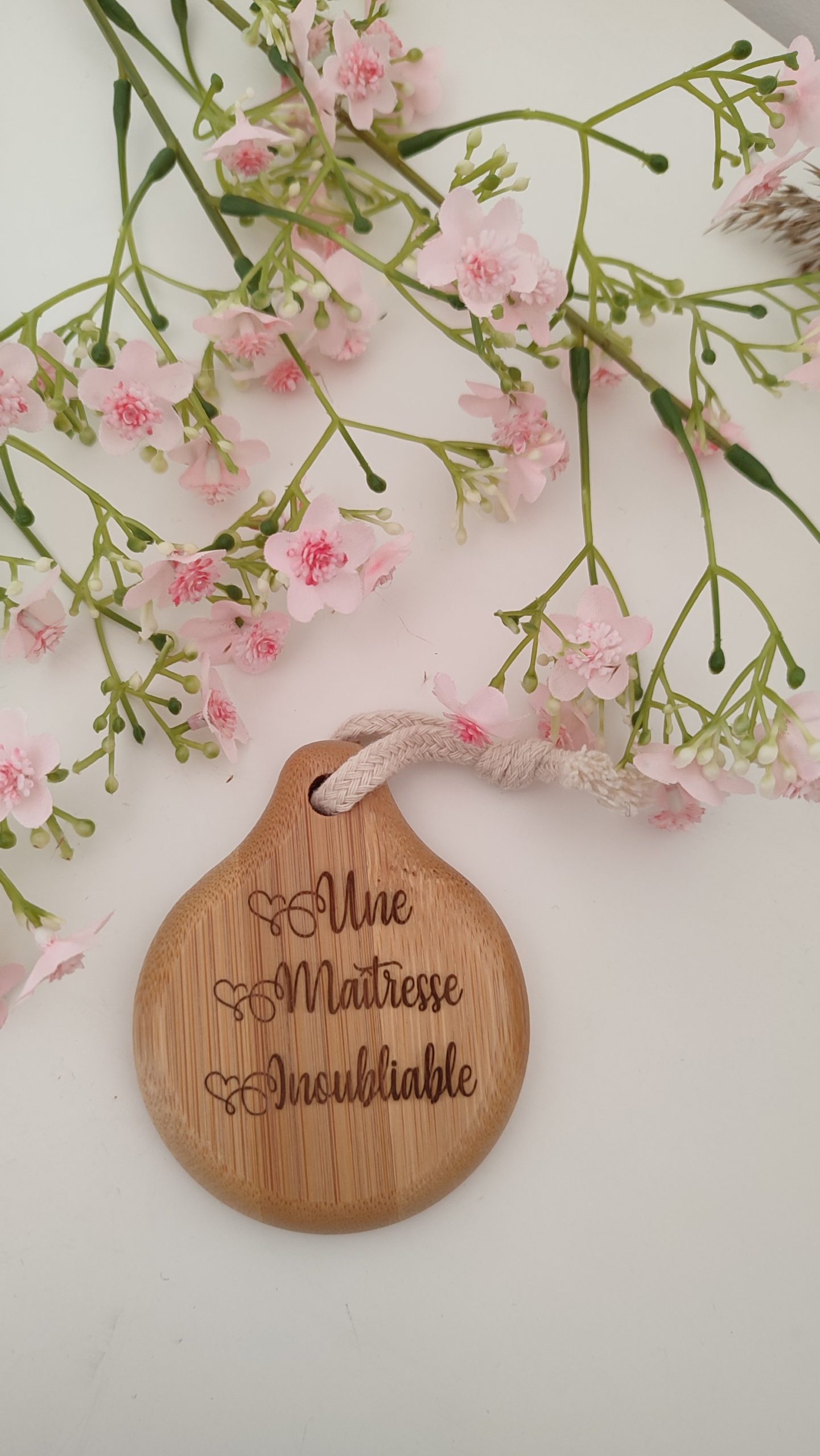 Creat’Angel miroir de poche bois bambou 8,5 cm