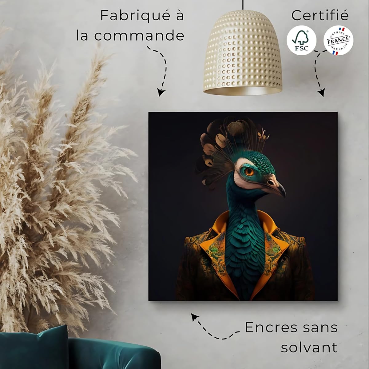 Ceanothe Paon Humain tableau sur toile 45x45 cm HD