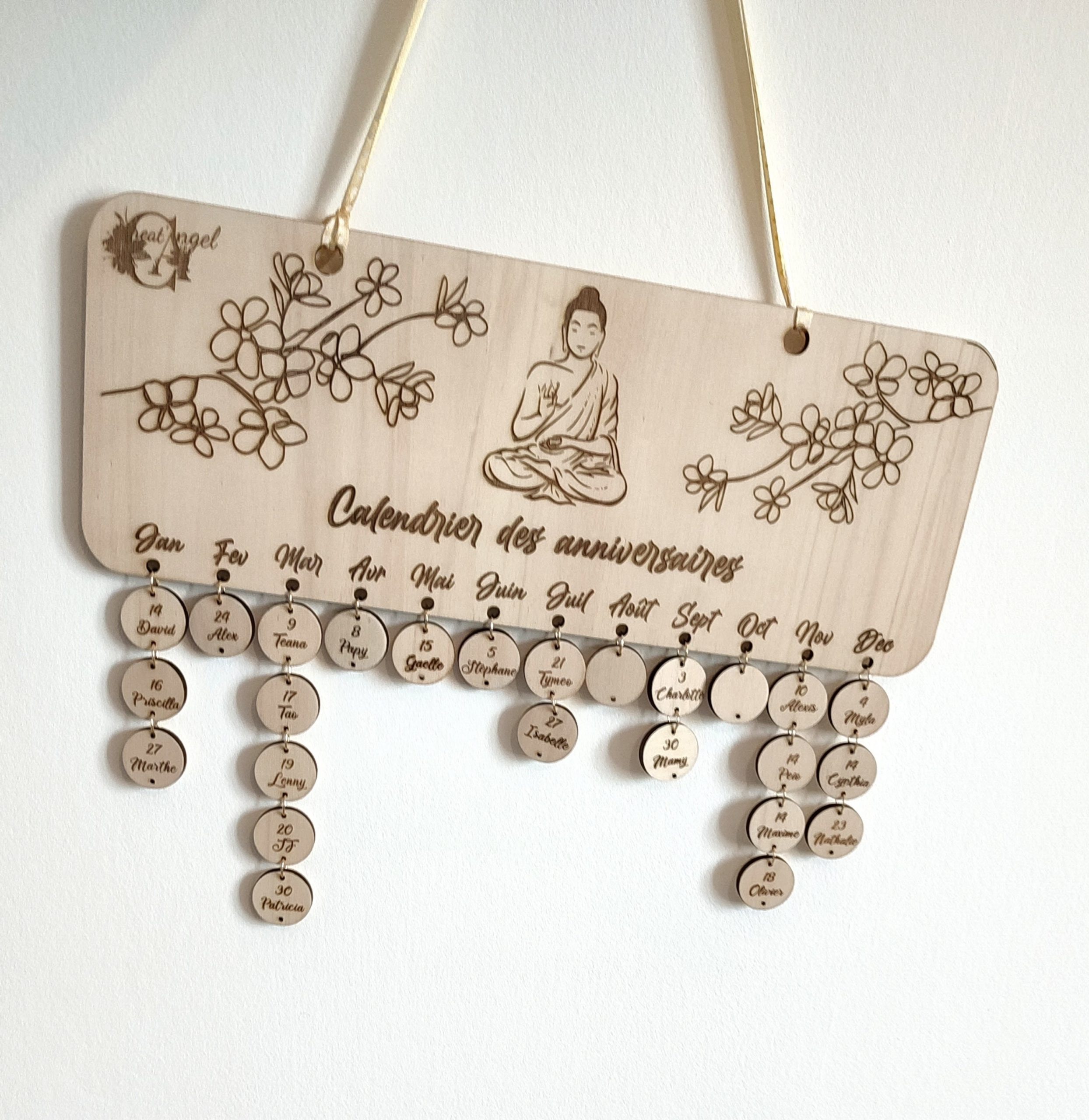 Creat’Angel Calendrier Anniversaire bois 40 cm personnalisable gravé