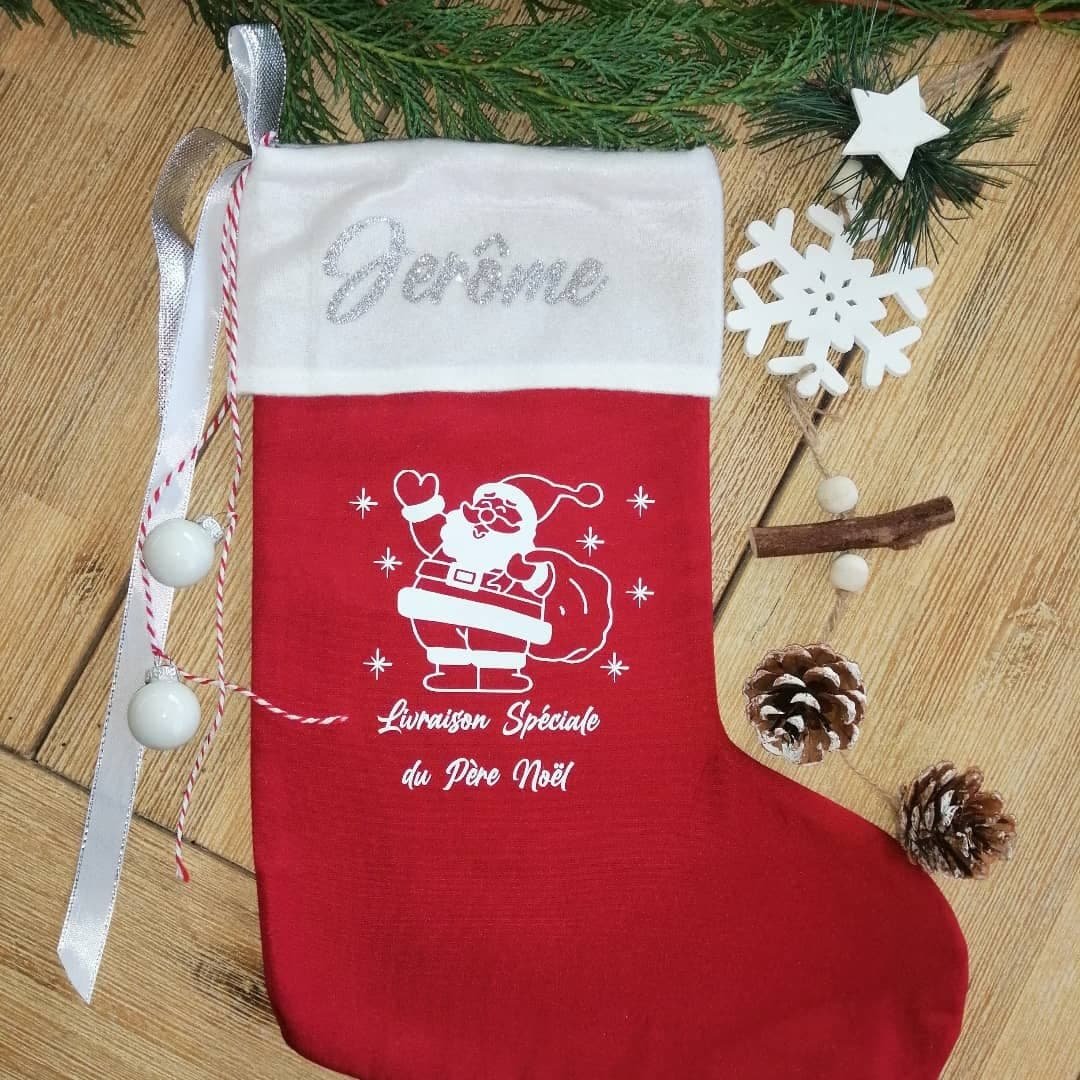 Creat’Angel chaussette de Noël personnalisée flocage 37 cm