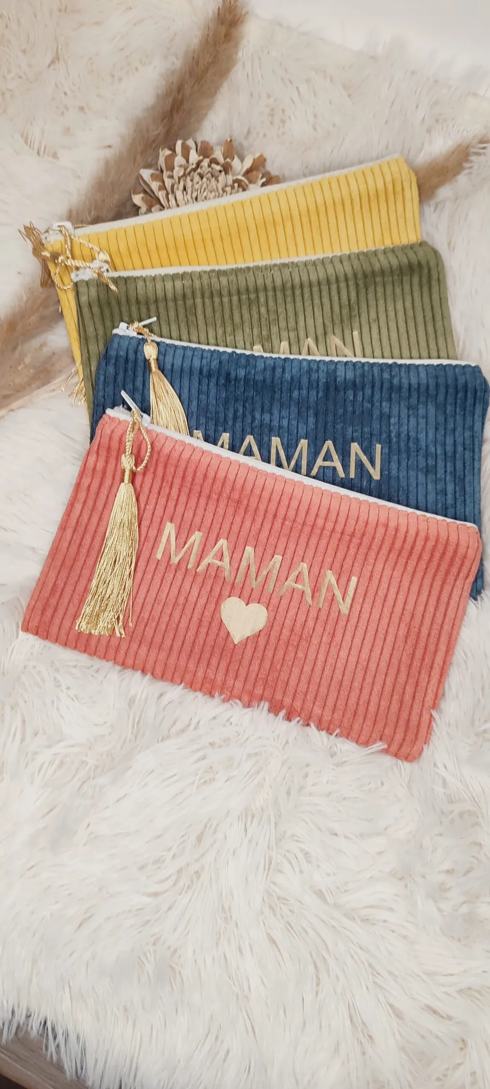 Creat’Angel Pochette Maman Trousse Velours Côtelé Unique