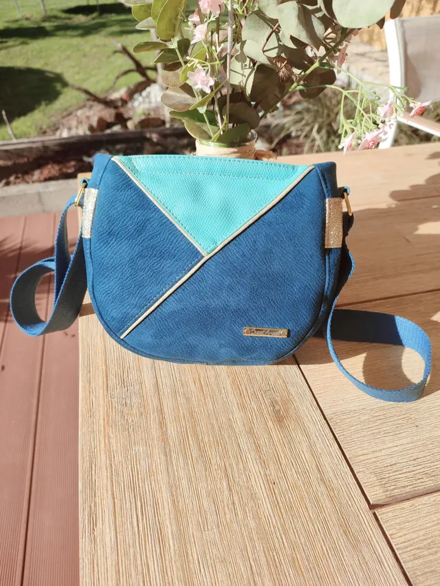 Creat’Angel Sac Katia bandoulière bleu doré 19 cm