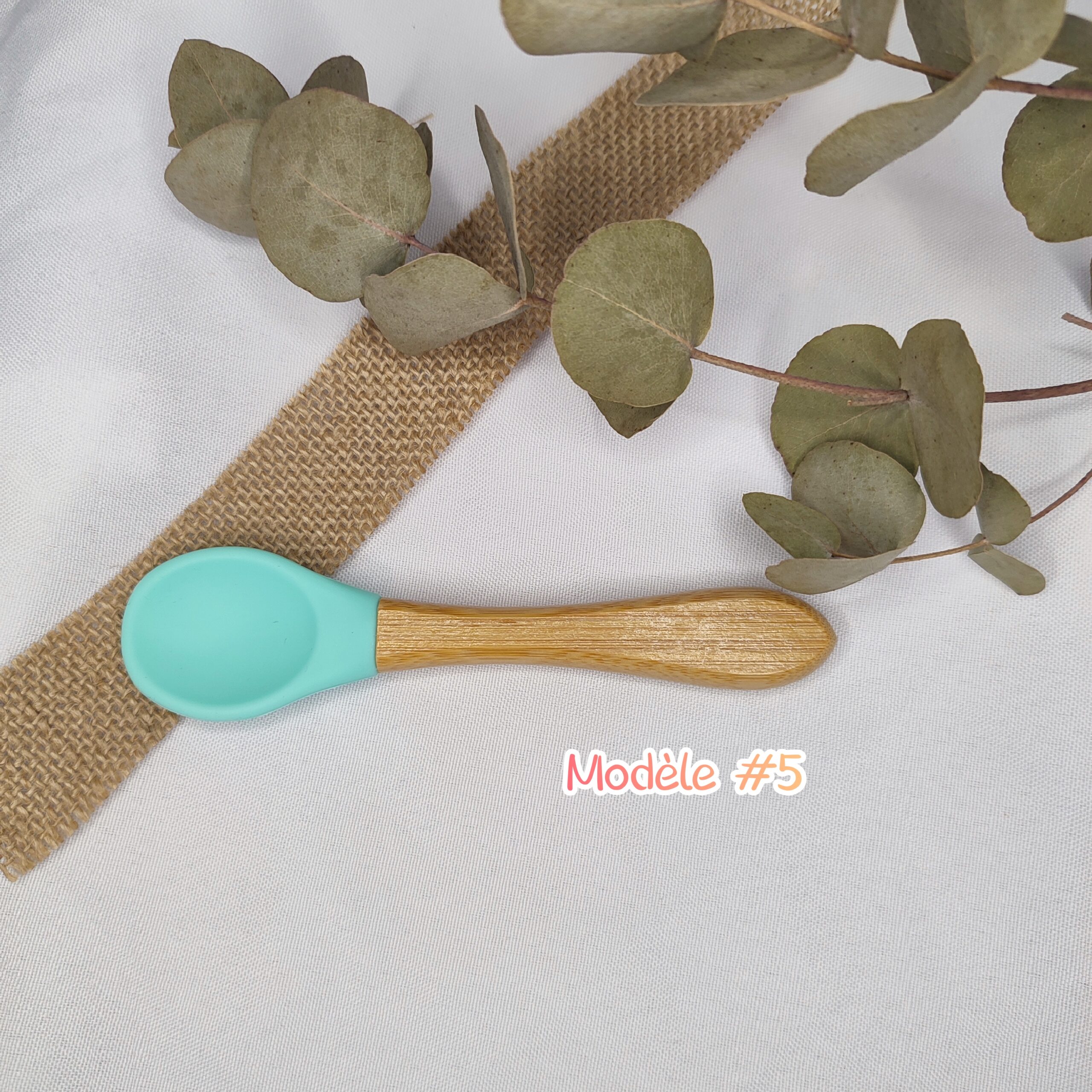 Creat'Angel cuillère bébé bois silicone prénom personnalisé