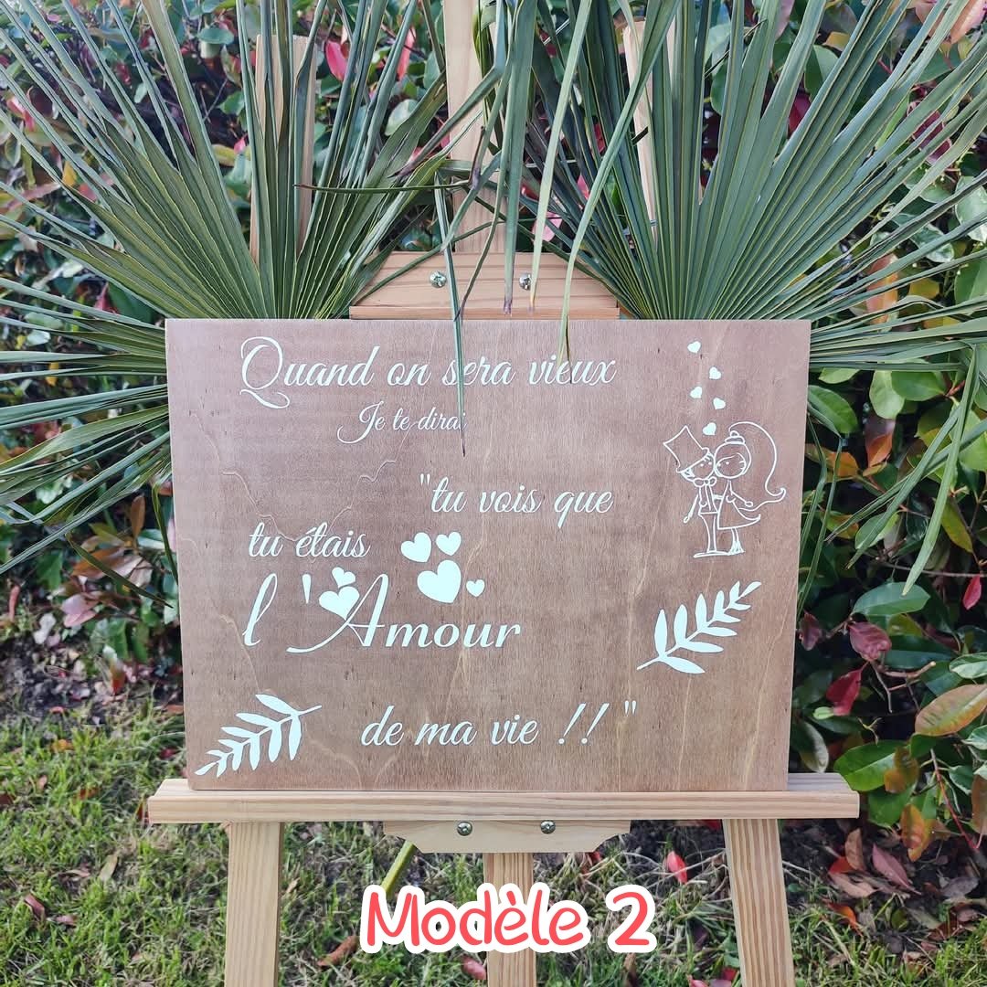 Creat’Angel Panneau mariage bois brut 45x35 cm à signer
