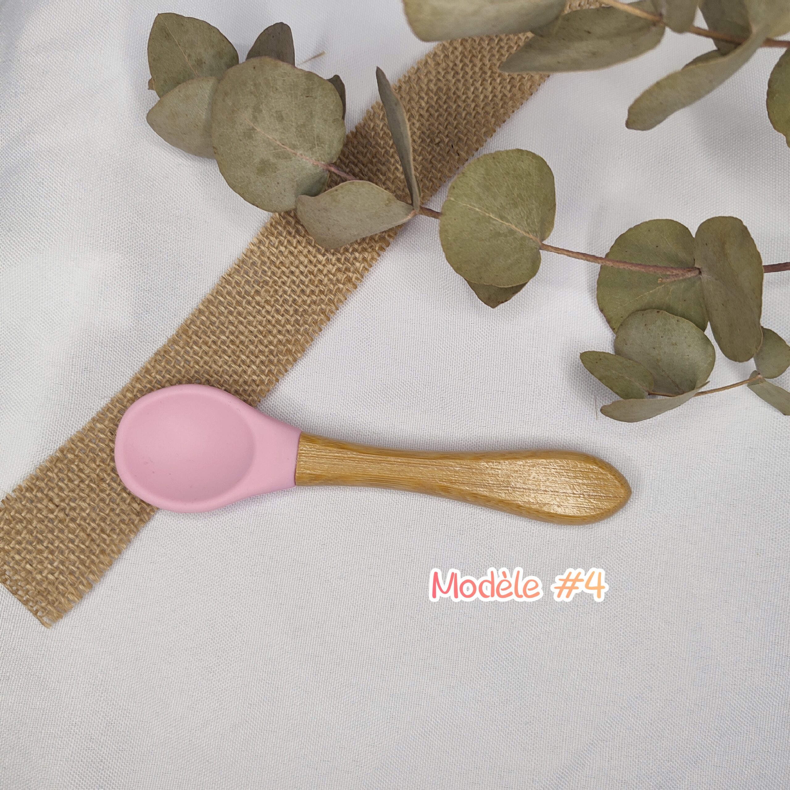 Creat'Angel cuillère bébé bois silicone prénom personnalisé