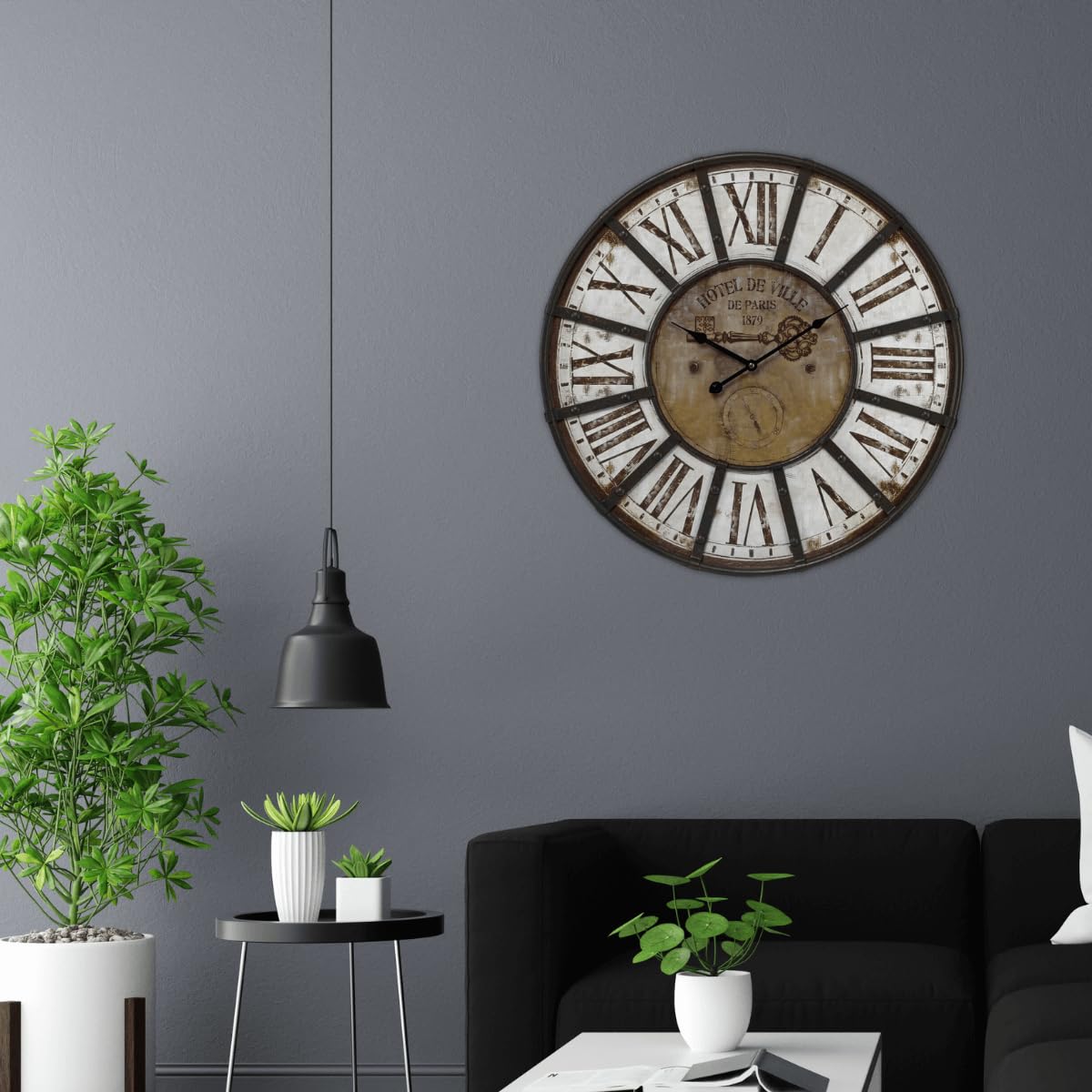 Ceanothe Emotion horloge murale 60 cm marron silencieuse