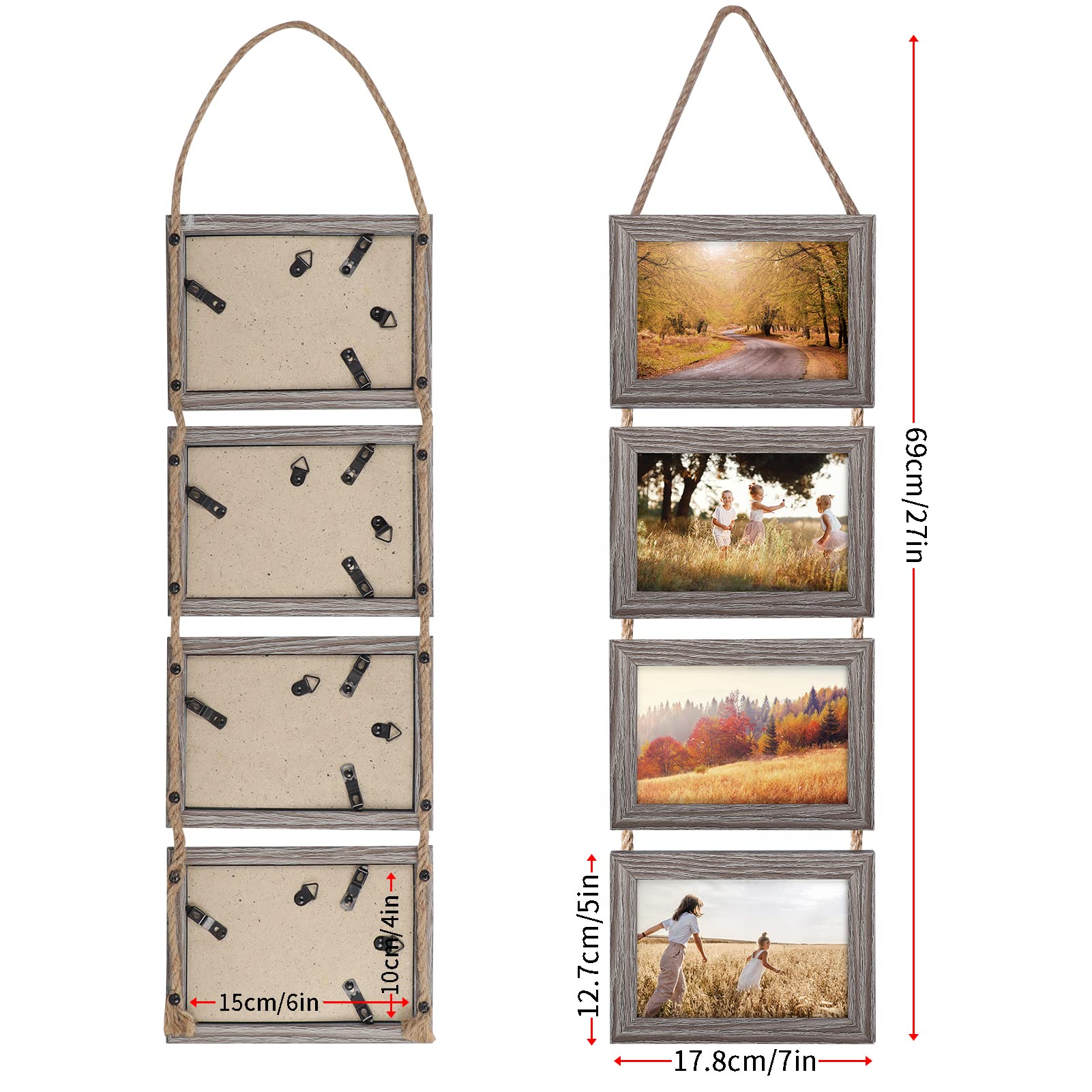 EYMPEU cadre photo corde 10x15 cm gris 8 photos