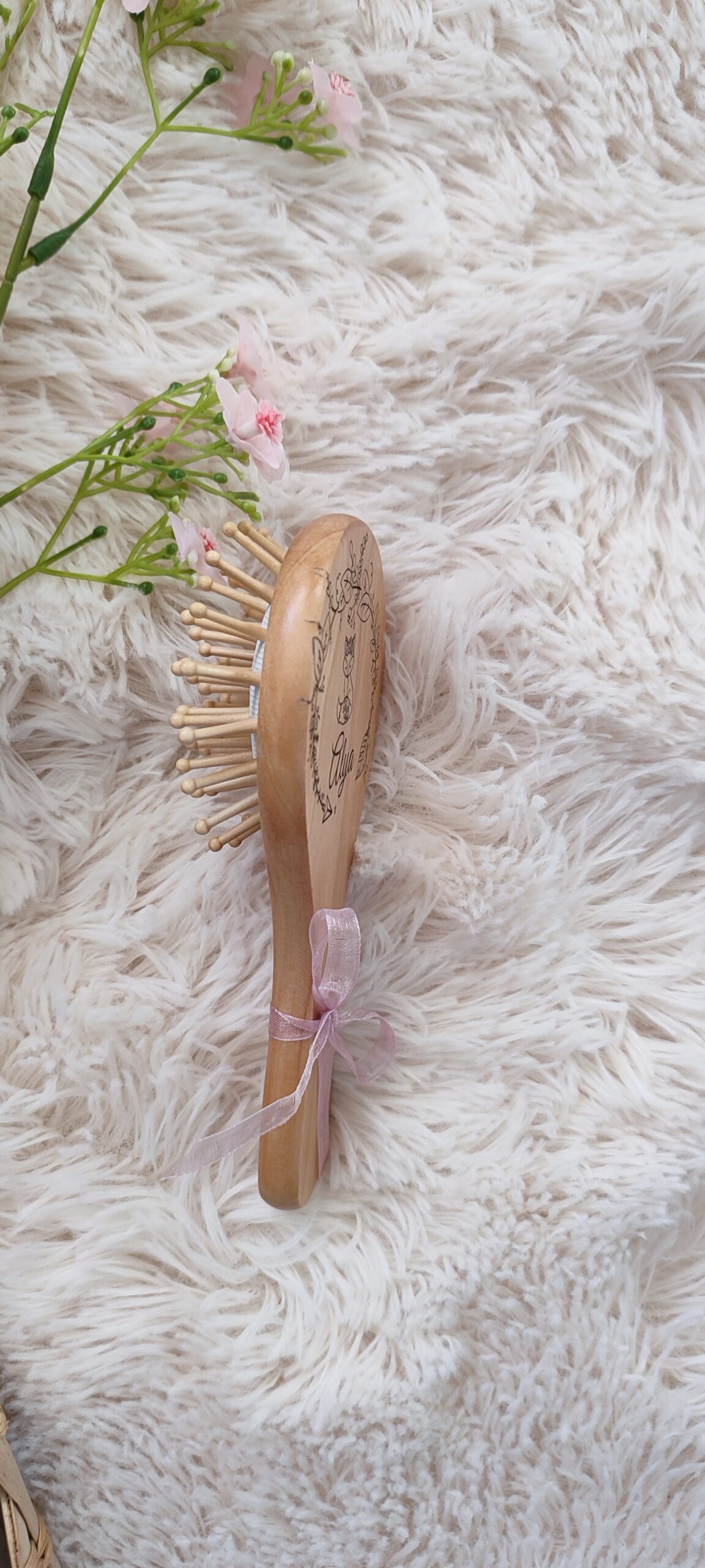 Creat’Angel Brosse à cheveux enfant bois 15 cm gravée