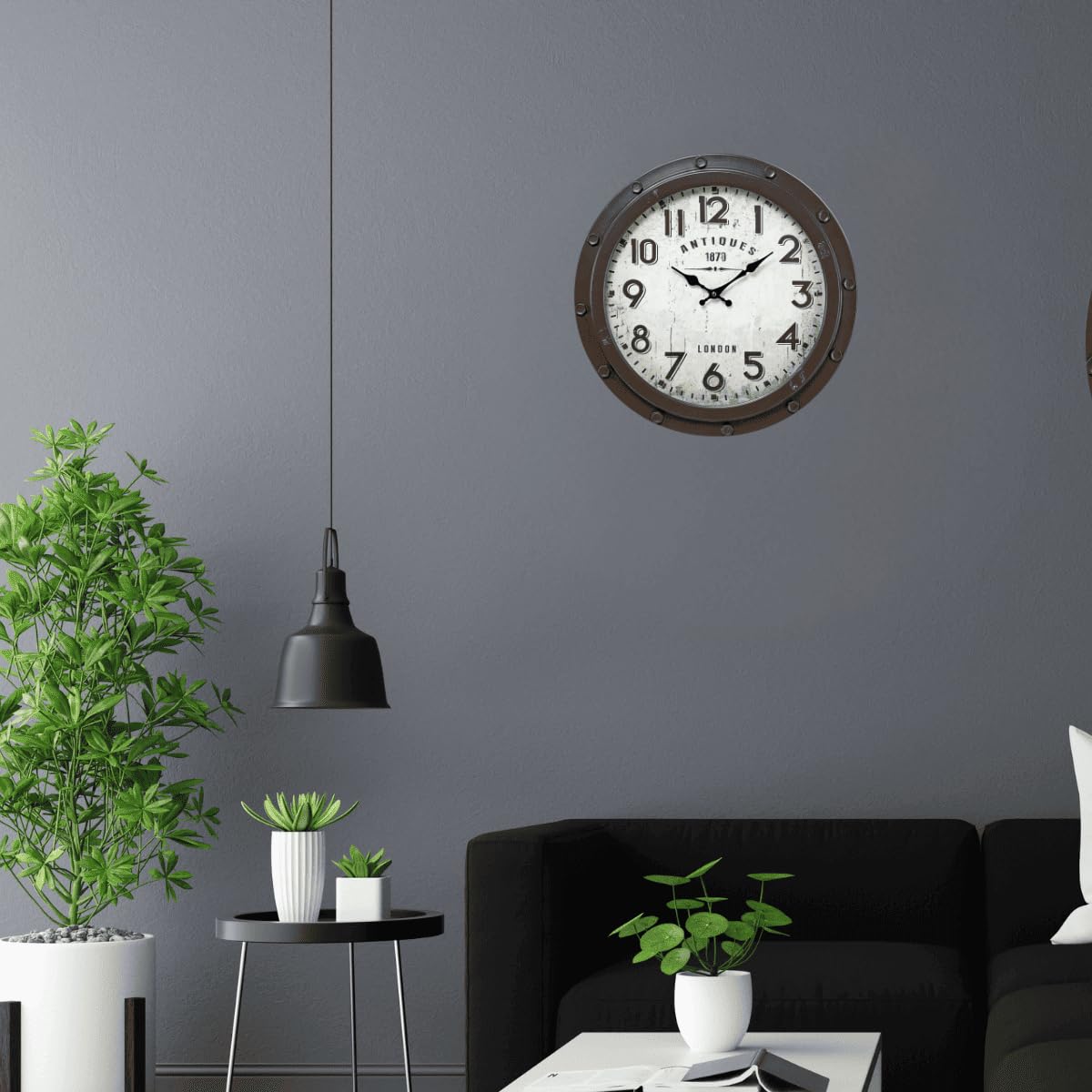 Ceanothe Emotion horloge murale 47cm marron silencieuse