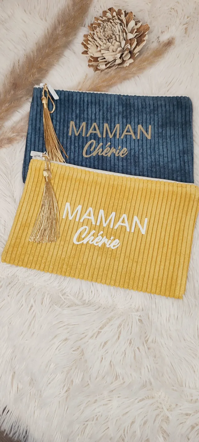 Creat’Angel Maman Chérie pochette velours zippée unique