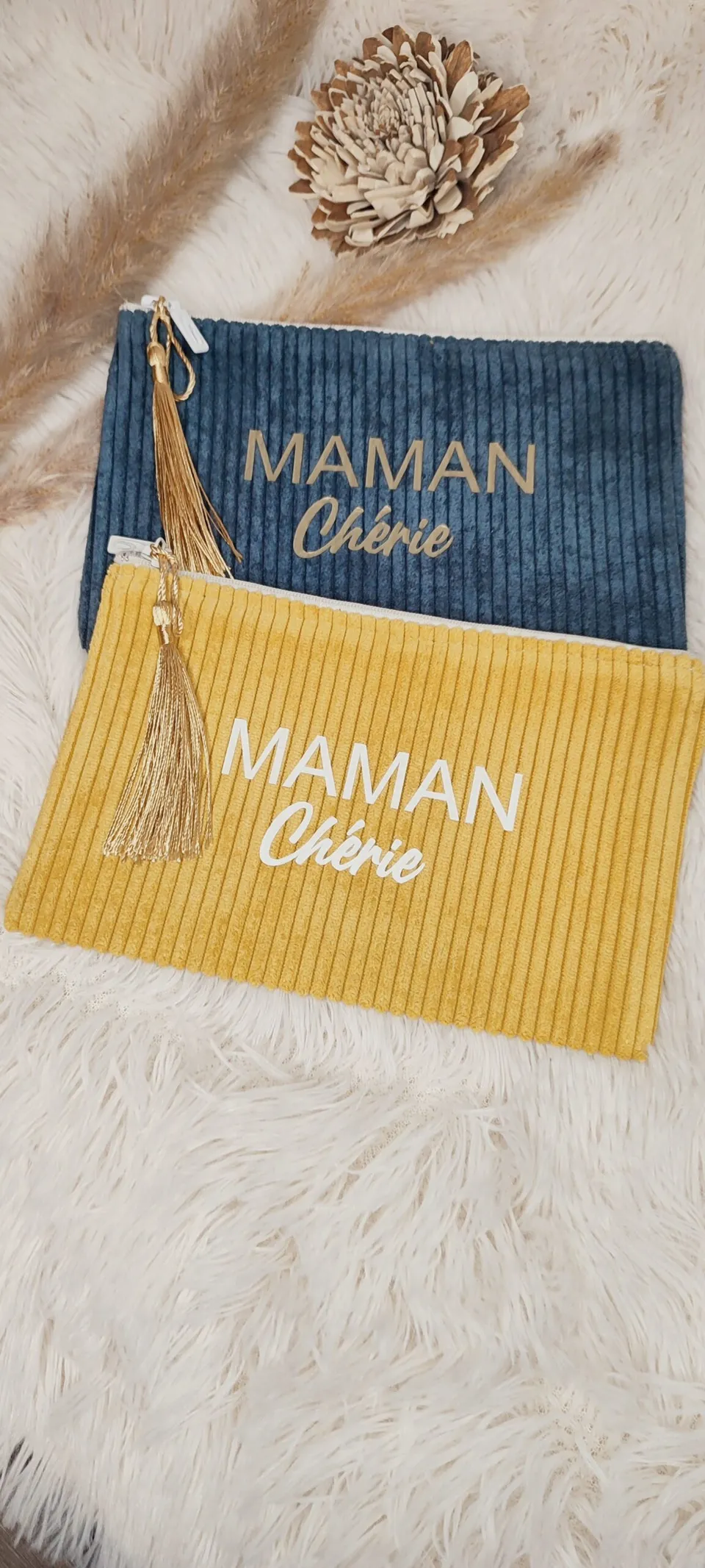 Creat’Angel Maman Chérie pochette velours zippée unique