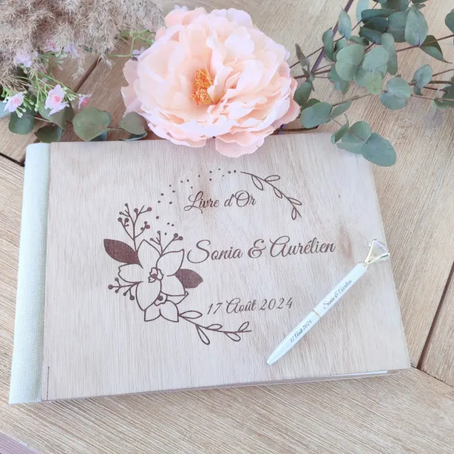 Creat'Angel livre d'or mariage bois 30 pages