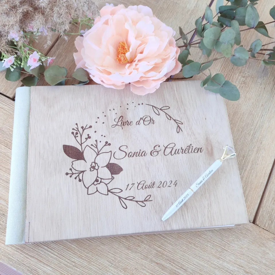 Creat'Angel livre d'or mariage bois 30 pages