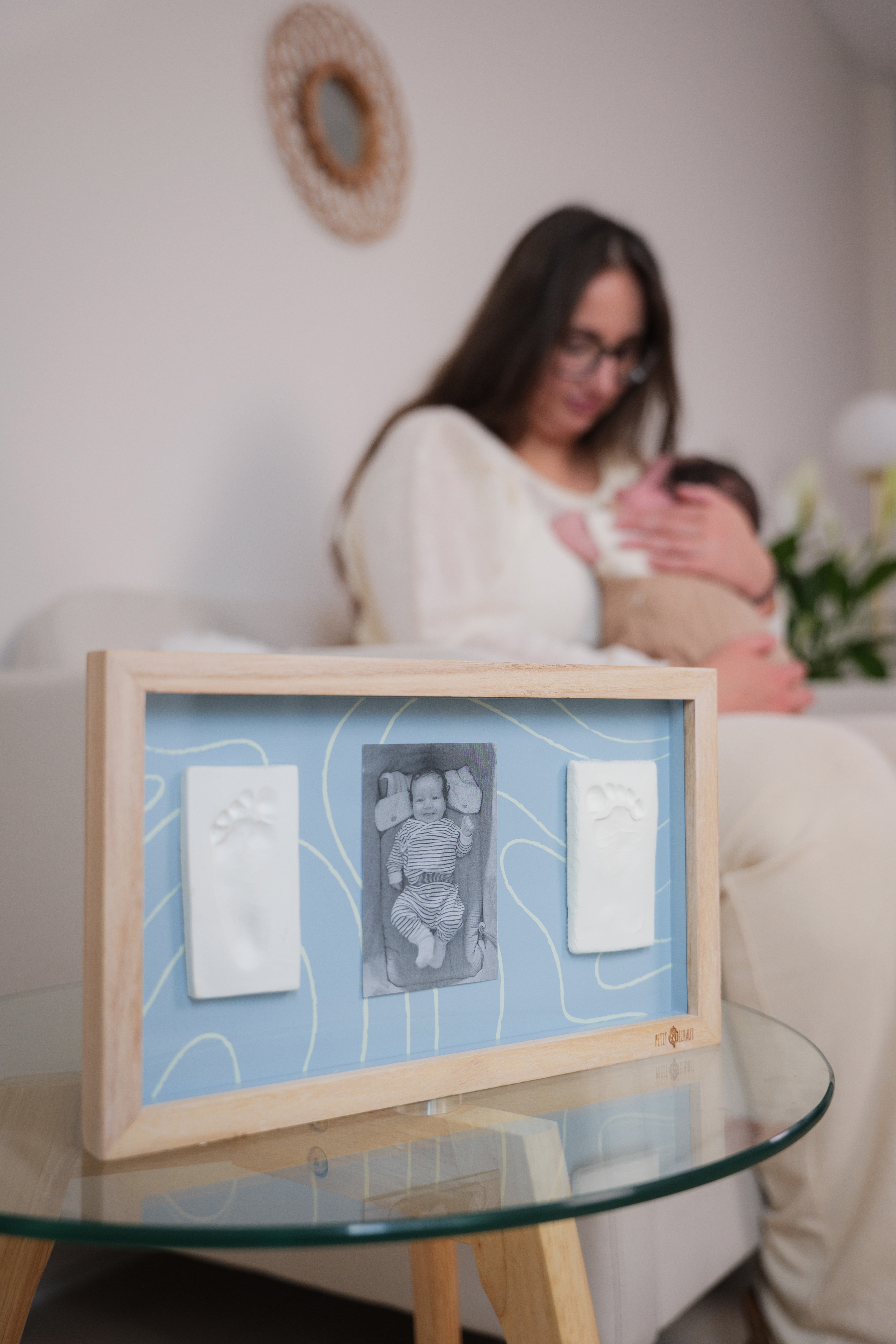 Petit Artichaut Blue Abstract cadre 2 empreintes bleu