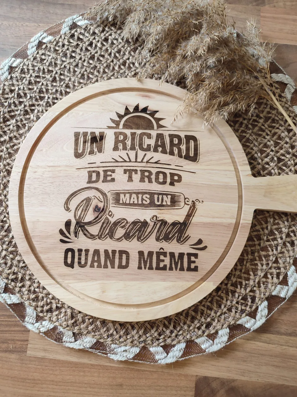 Creat’Angel planche apéro bois avec manche 34 cm