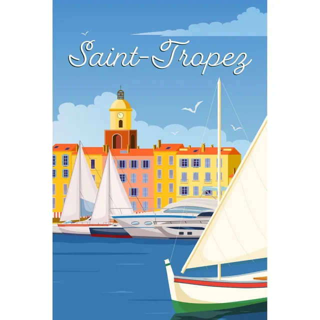 Ceanothe Art de nos régions Bateaux Saint-Tropez tableau toile 30x45 cm
