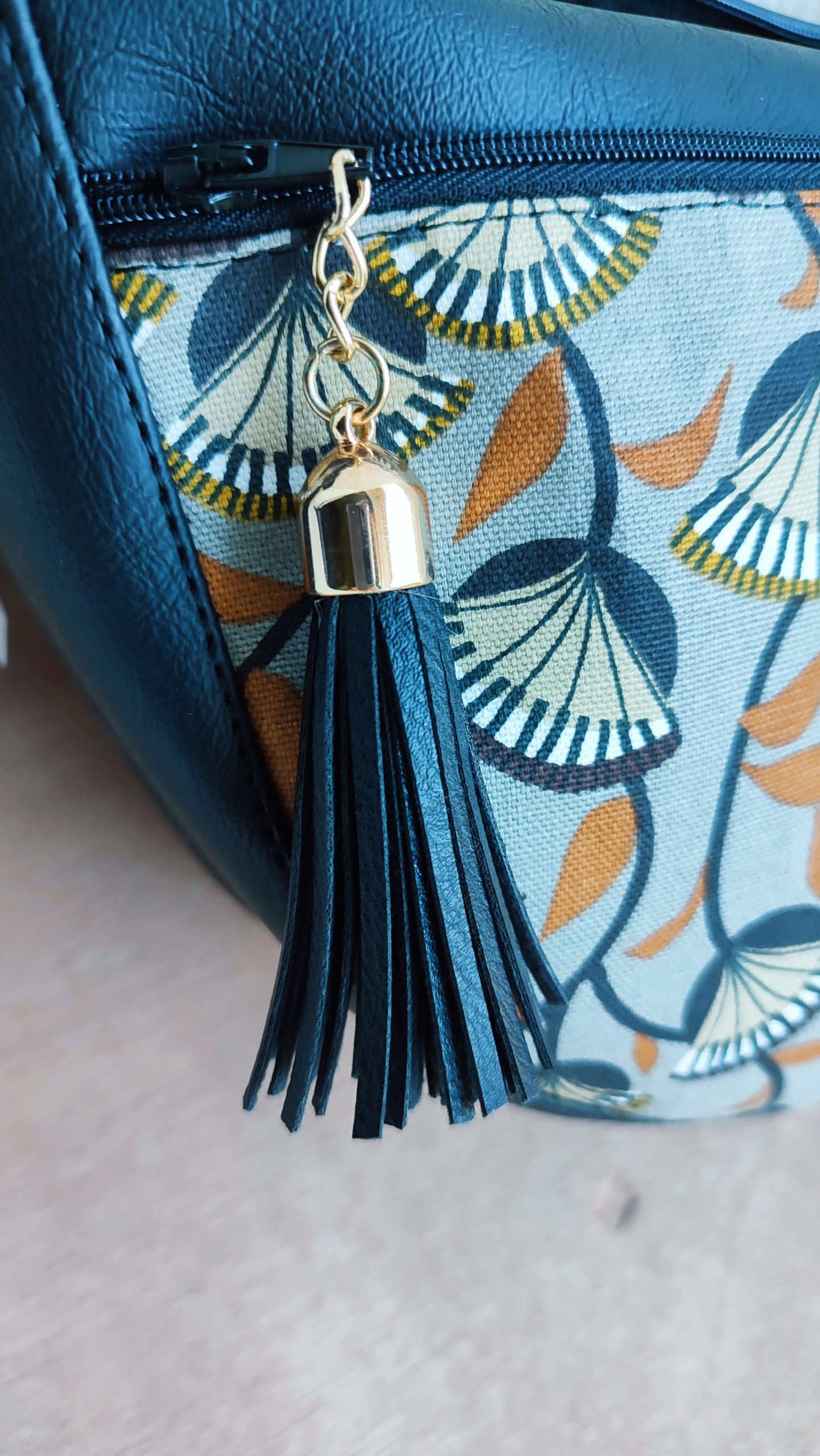 Creat’Angel Graziella sac noir camel 30x20 cm