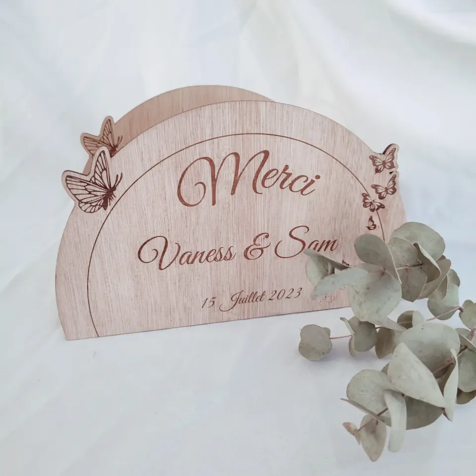 Creat’Angel Urne bois hêtre mariage 31x20x16 cm gravée