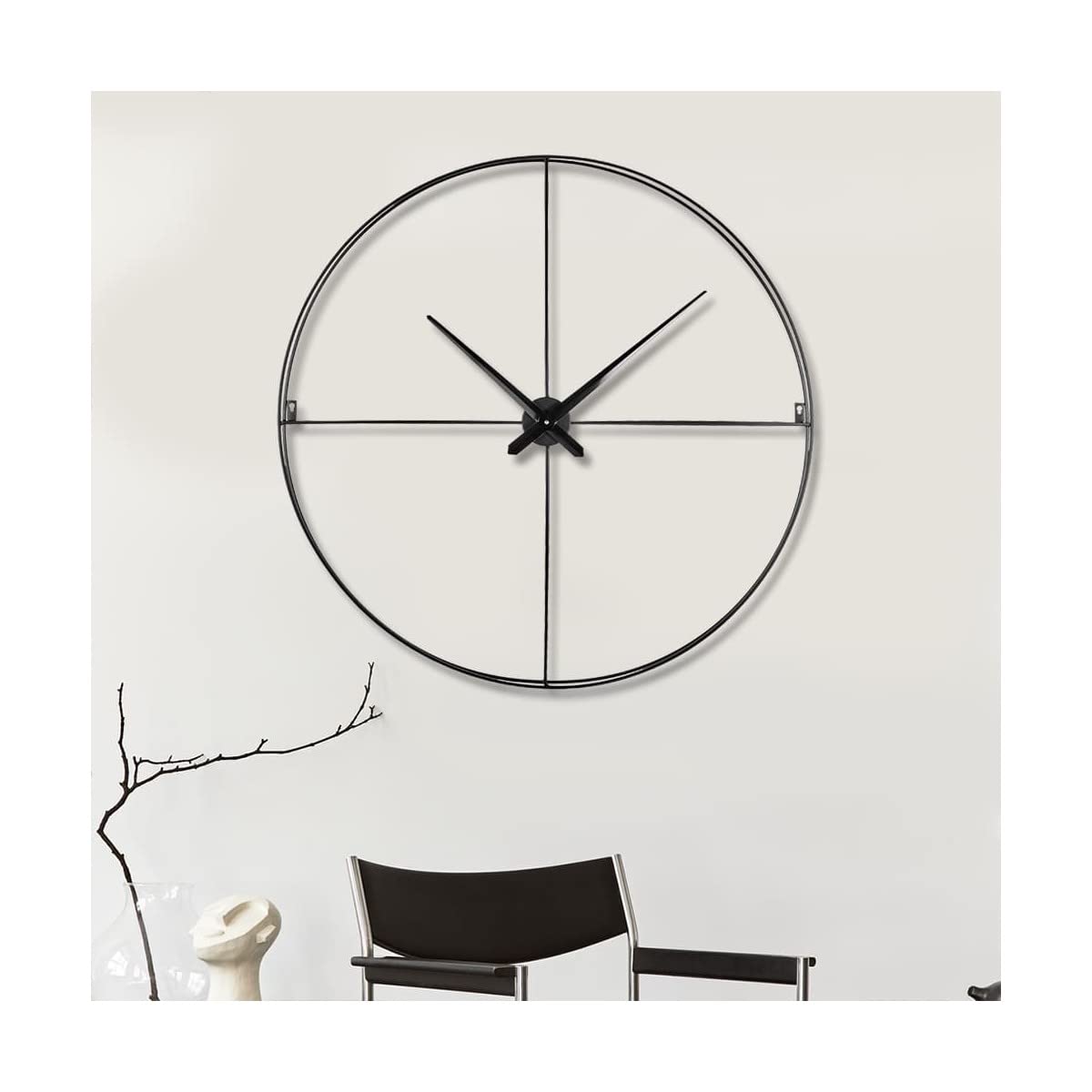 Ceanothe Filaire horloge murale noire 80 cm métal