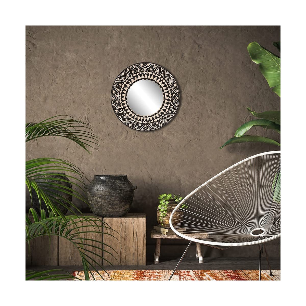 Ceanothe Brio miroir rond noir 40 cm bois